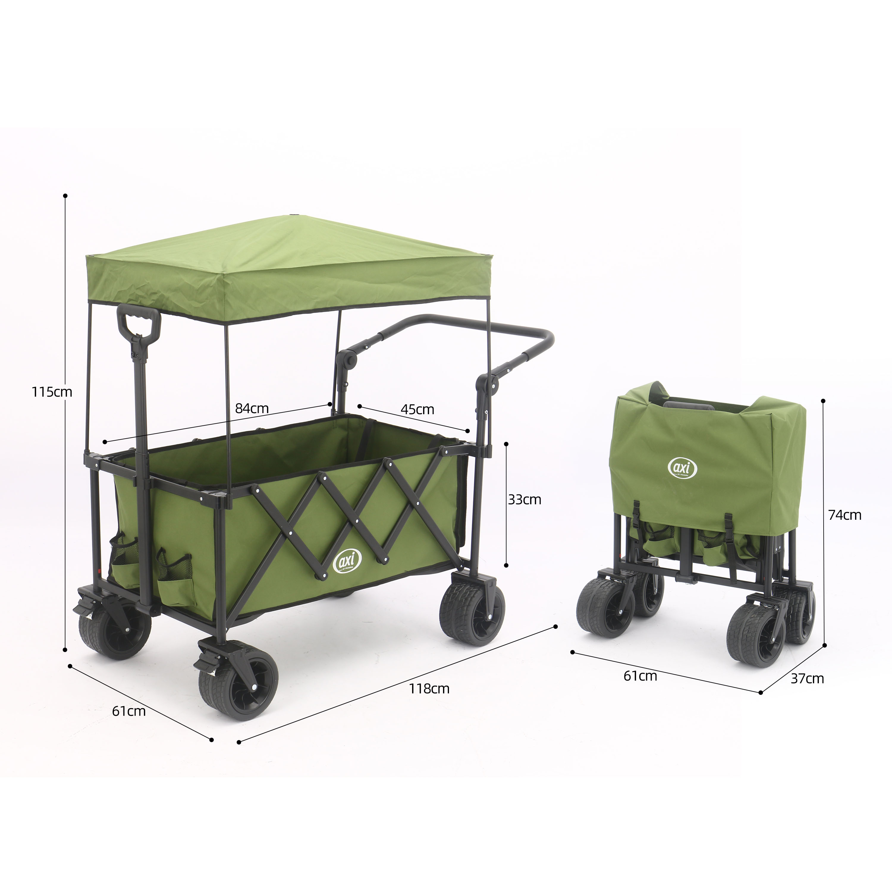 AXI SB221 Foldable Beach Wagon with roof - Green