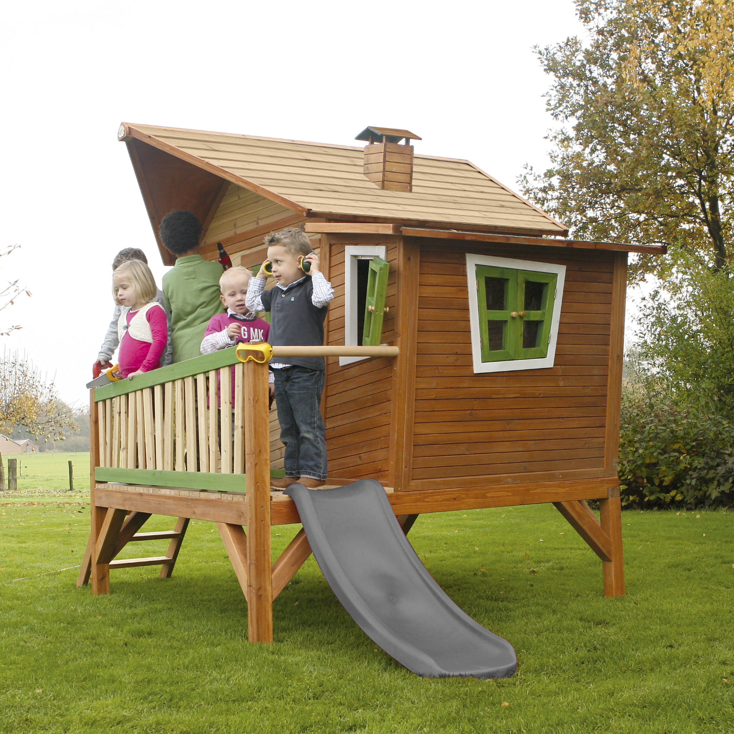 AXI Emma Playhouse Brown/Green - Grey Slide