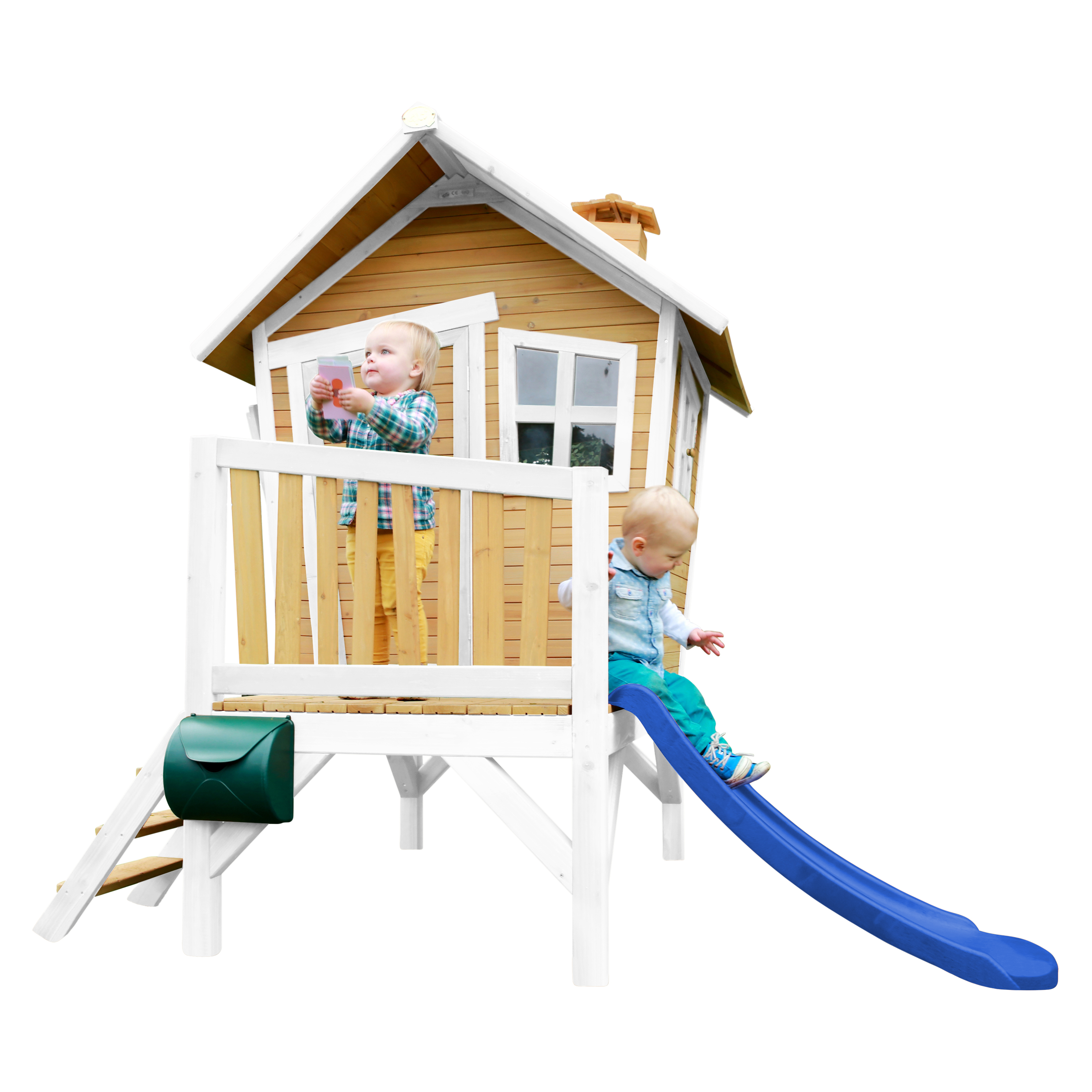 AXI Robin Playhouse Brown/White - Blue Slide