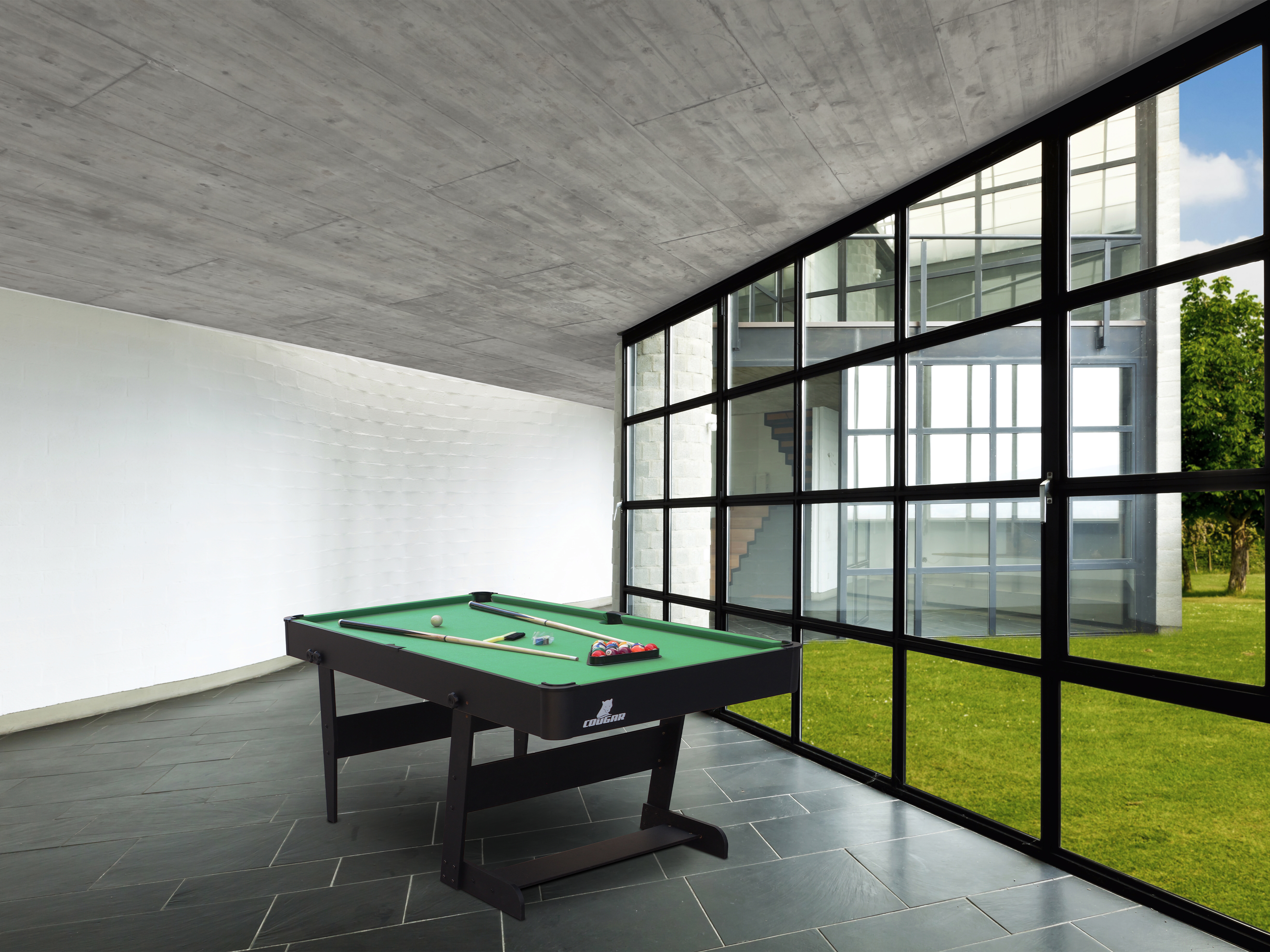 Cougar Hustle L hopfällbart Biljardbord - Svart