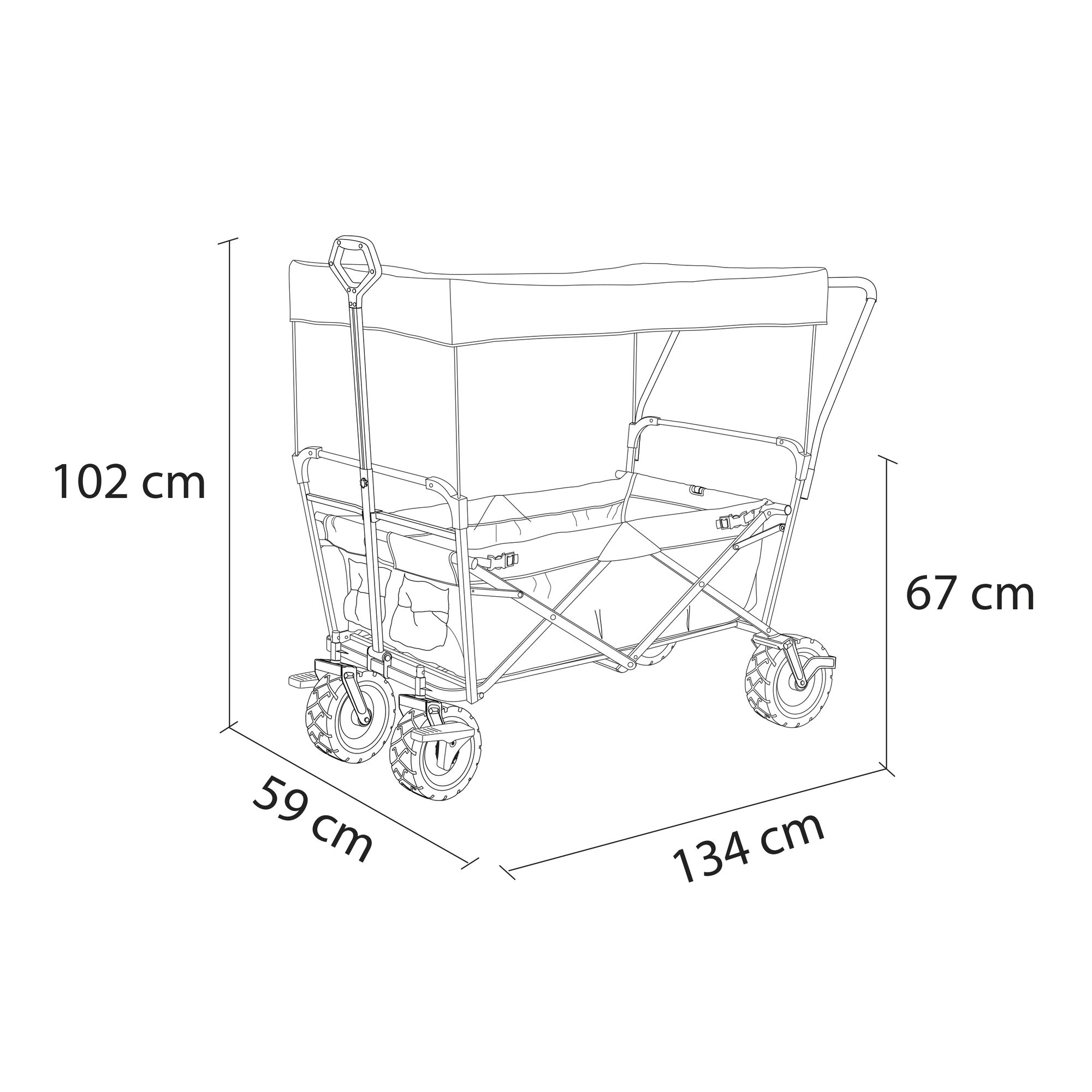 AXI AB210 Opvouwbare Bolderwagen met dak. tas. rem en duwstang Blauw