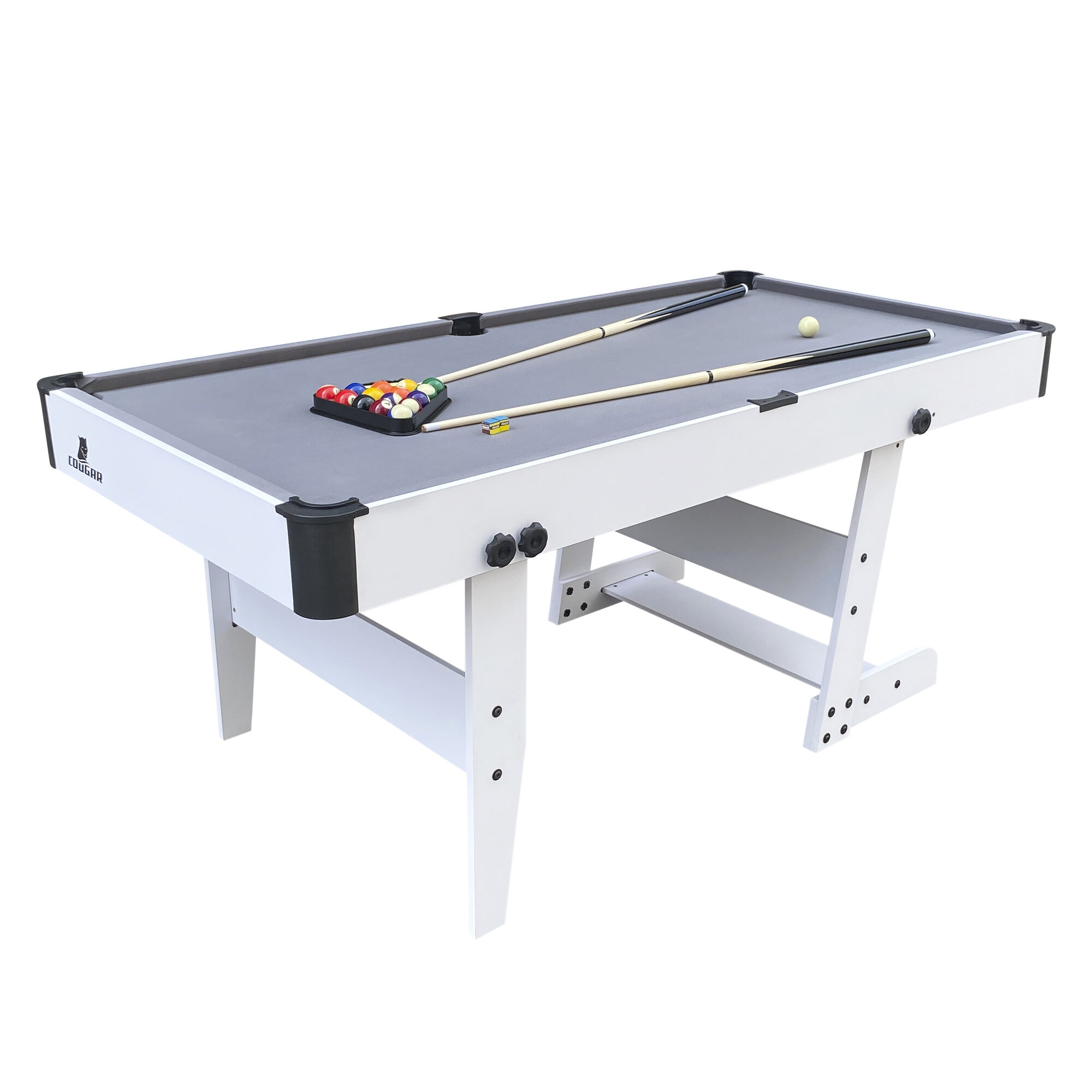Cougar Hustle L opklapbare Pooltafel Wit