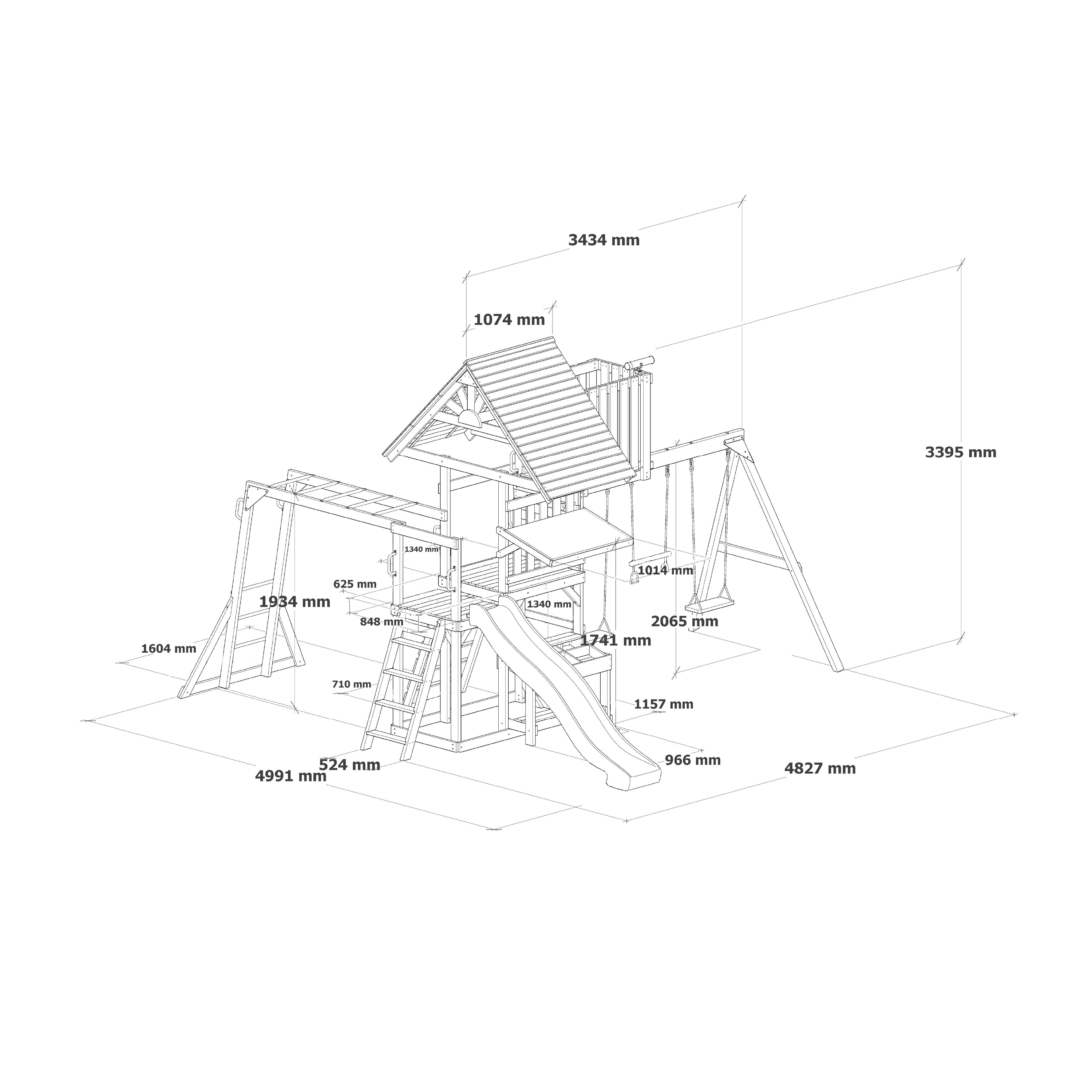 AXI Mitch Climbing Frame with Double Swing. Trapeze and Lookout Tower – White Slide