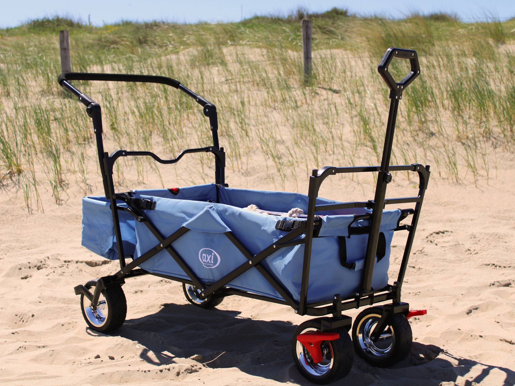 AXI AB210 Opvouwbare Bolderwagen met dak. tas. rem en duwstang Blauw