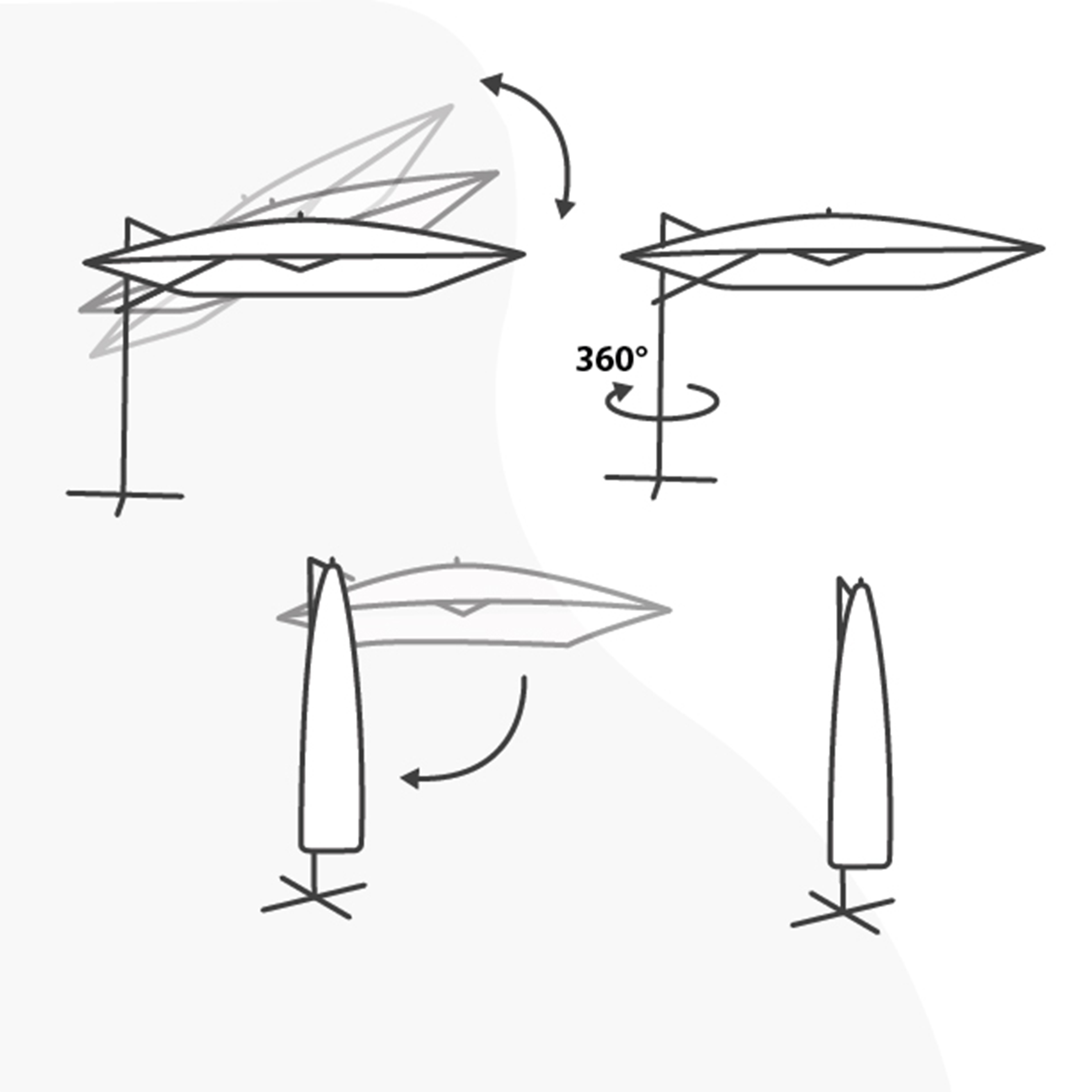 AXI Nima Cantilever Parasol 300x300 cm incl. Parasol Base with Wheels Anthracite/Grey – Complete Set