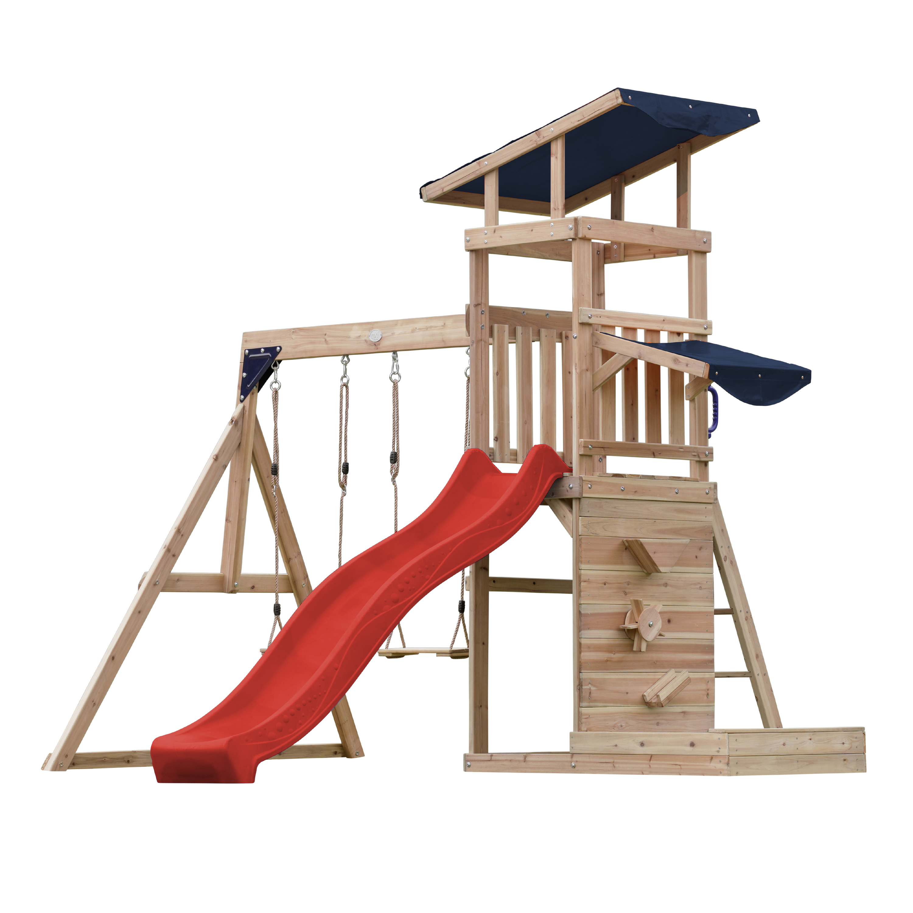 AXI Malik Climbing Frame with Double Swing Set - Red Slide