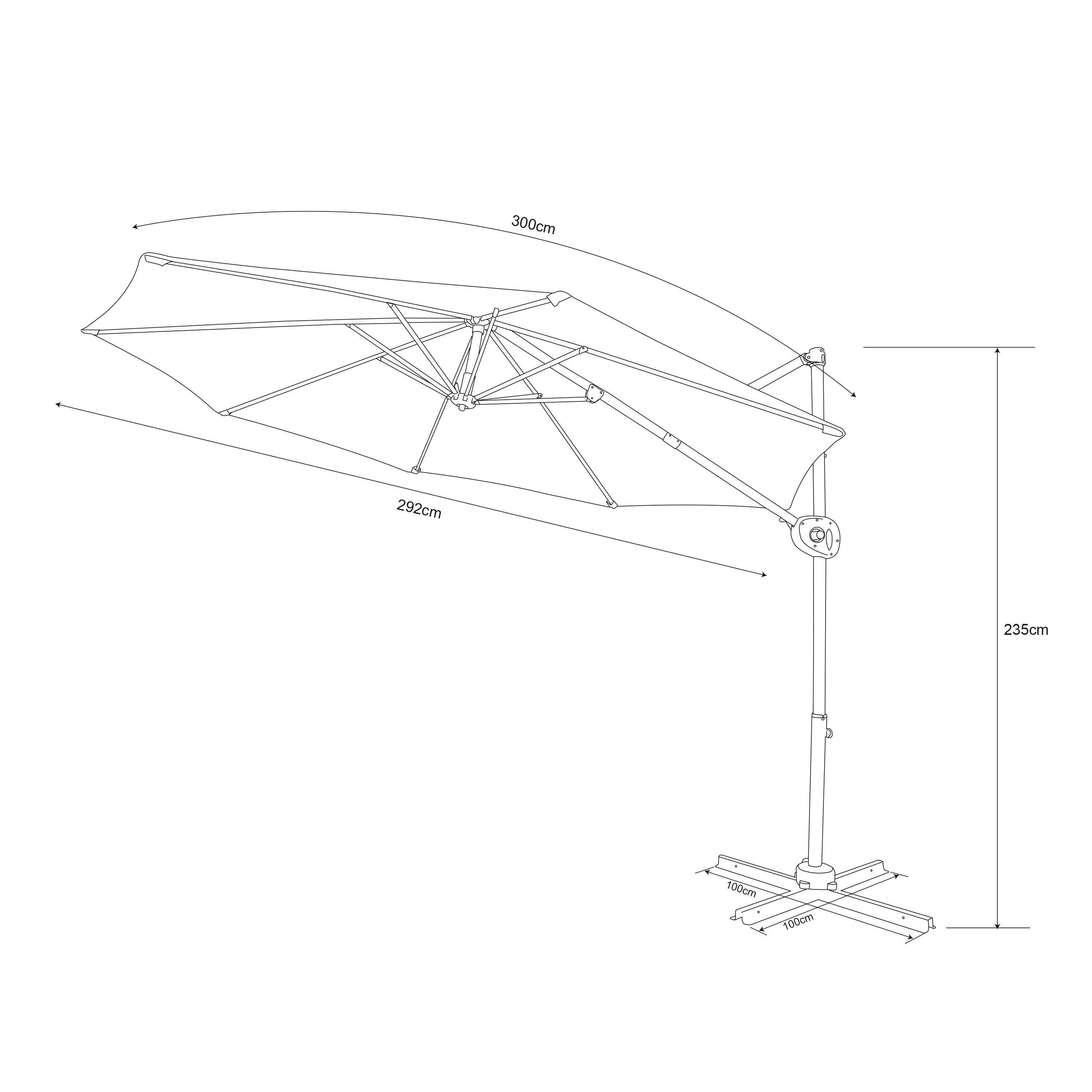 AXI Solea Cantilever Parasol Ø 300cm Wood-look/Taupe