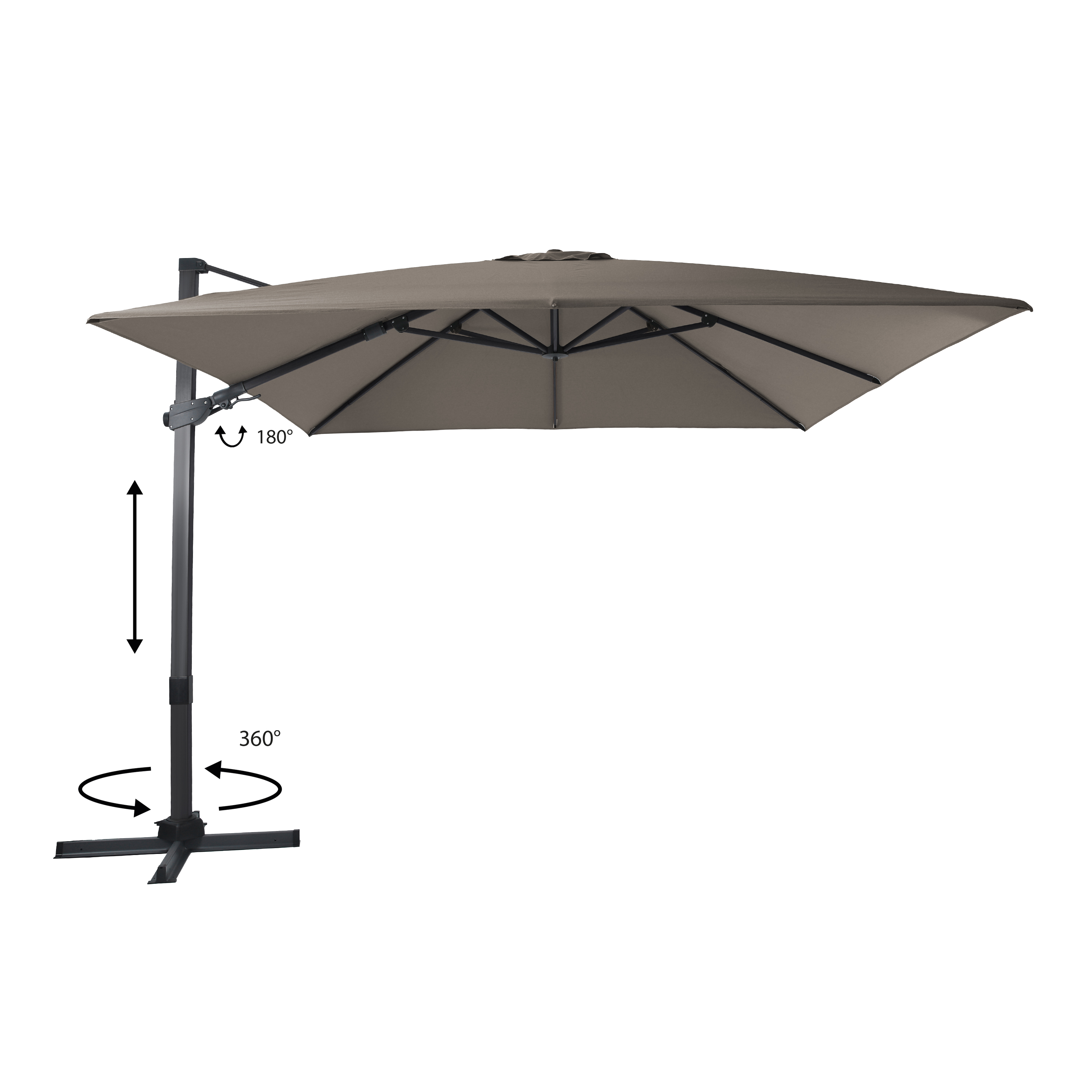 AXI Apollo Premium Zweefparasol 300x300cm Antraciet/taupe