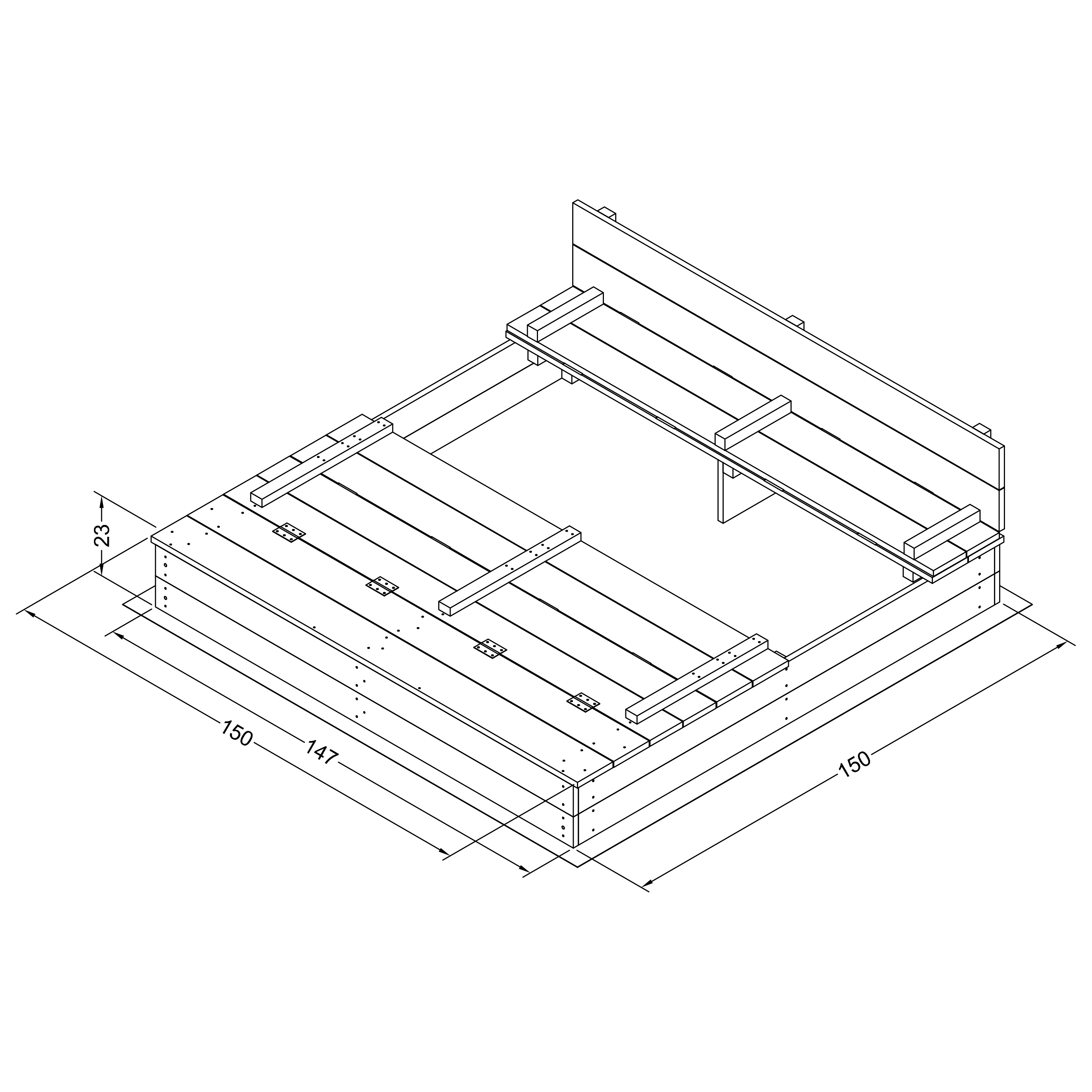 AXI Ella XXL Sandbox 150 x 150 x 20 cm with benches - Anthracite/Brown