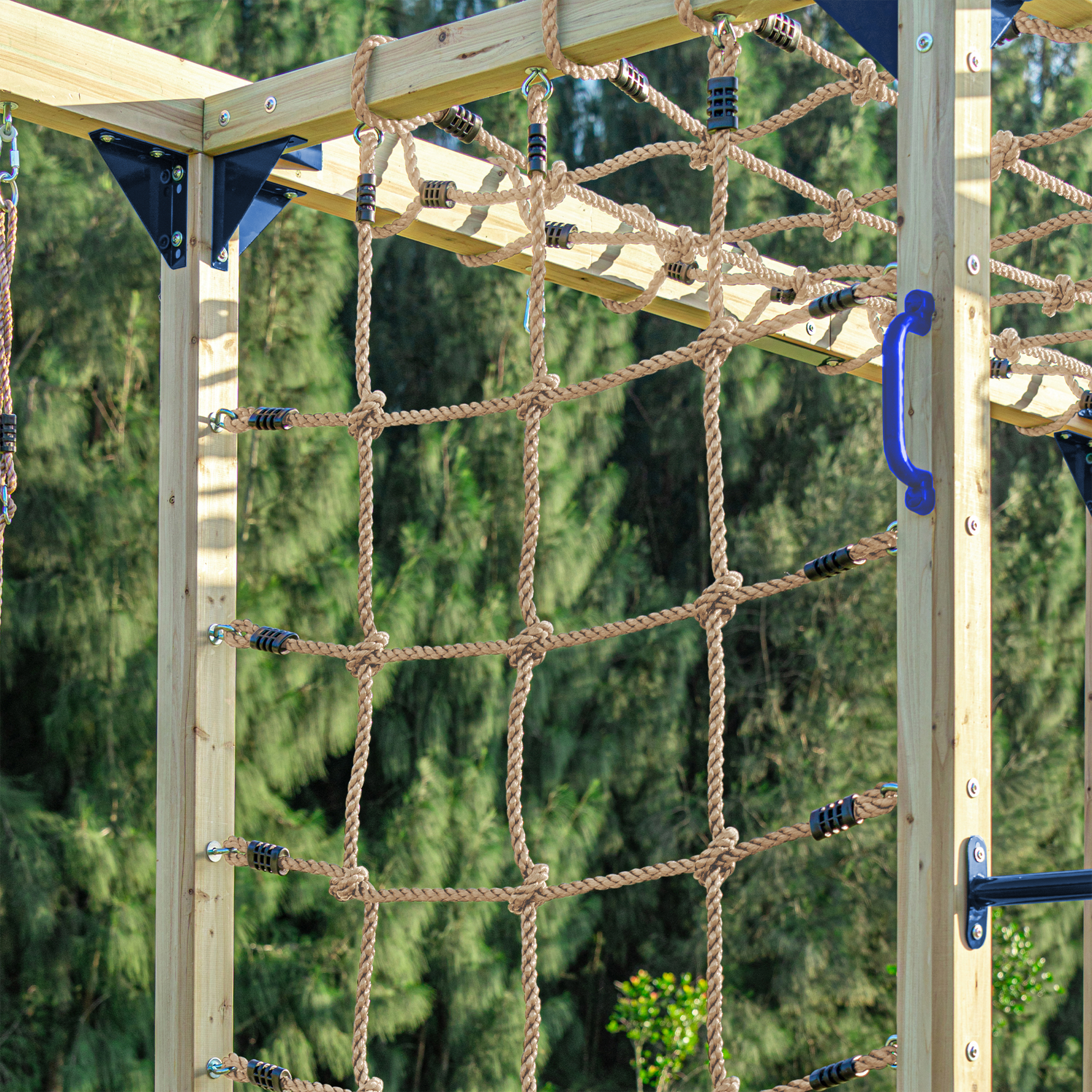 AXI Boris Wooden Playcentre with Swings. Trapeze. Climbing Nets and Monkey Bars – Purple Slide