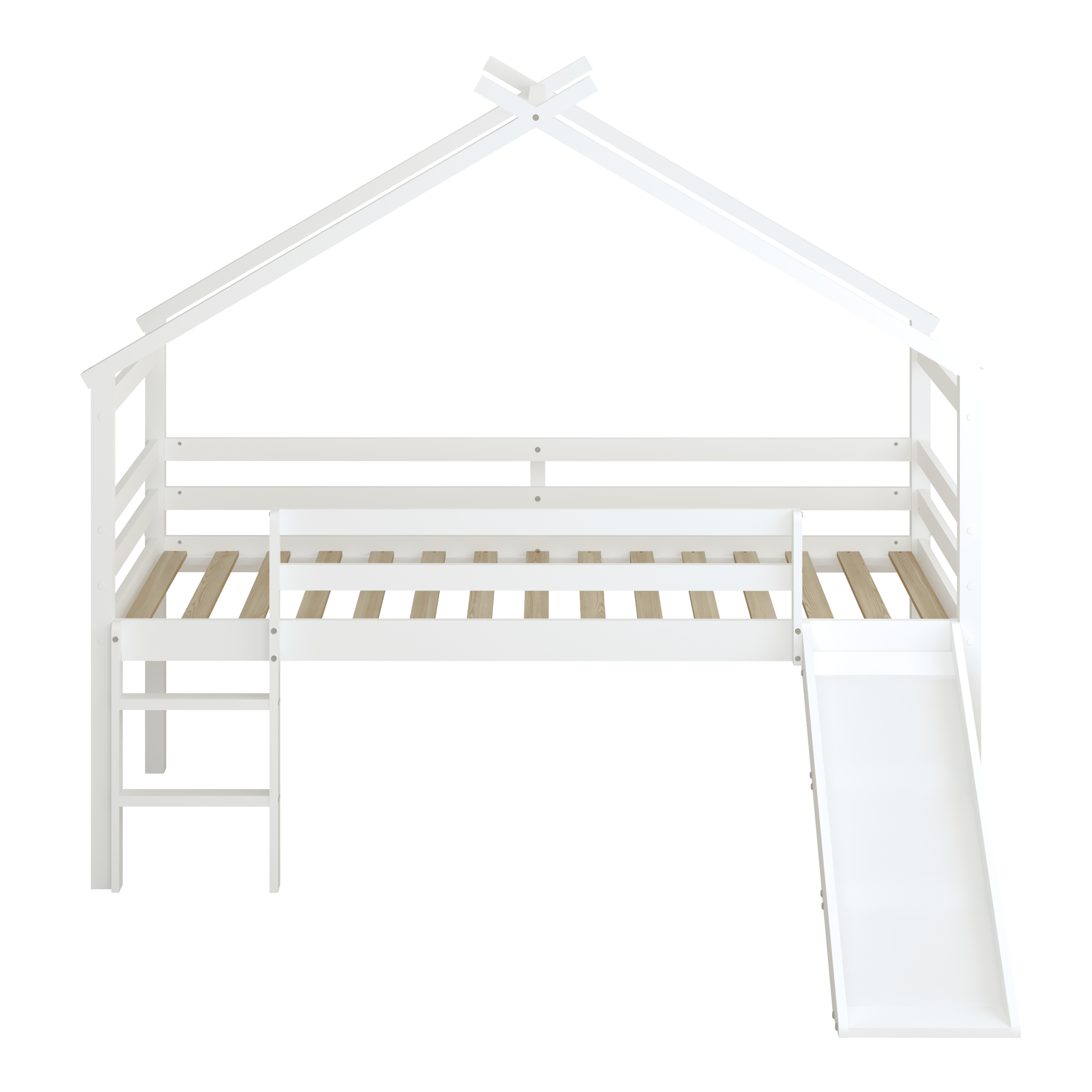 Sunny River Mid Sleeper with Slide White – With Mattress