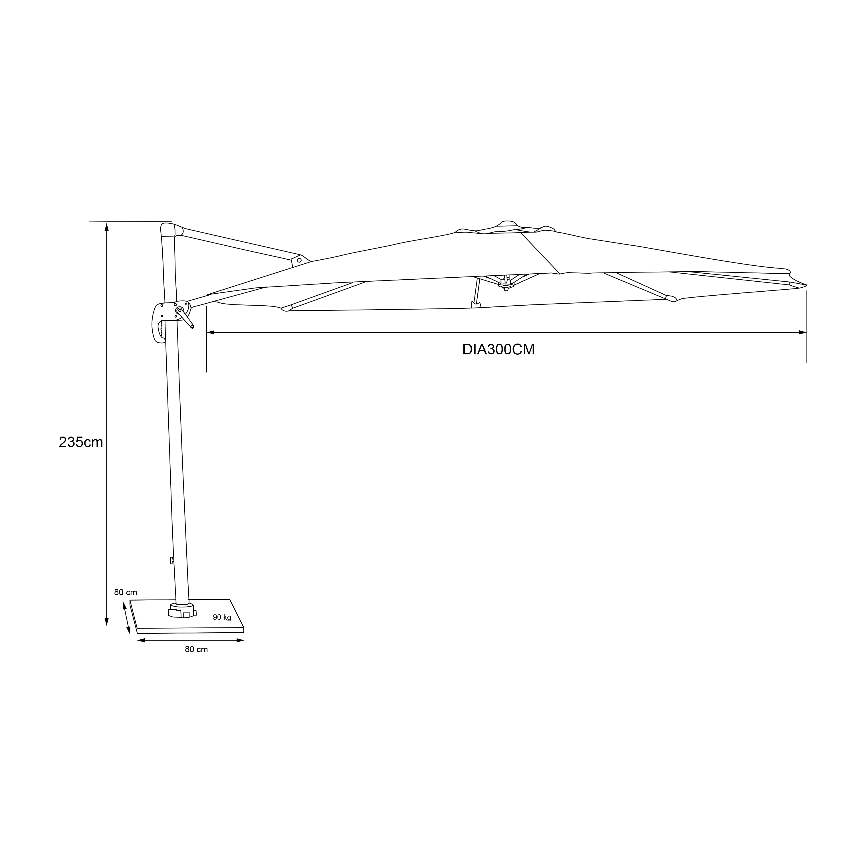 AXI Marisol Cantilever Parasol Ø 300cm incl. parasol base with wheels Anthracite/Beige – Complete set
