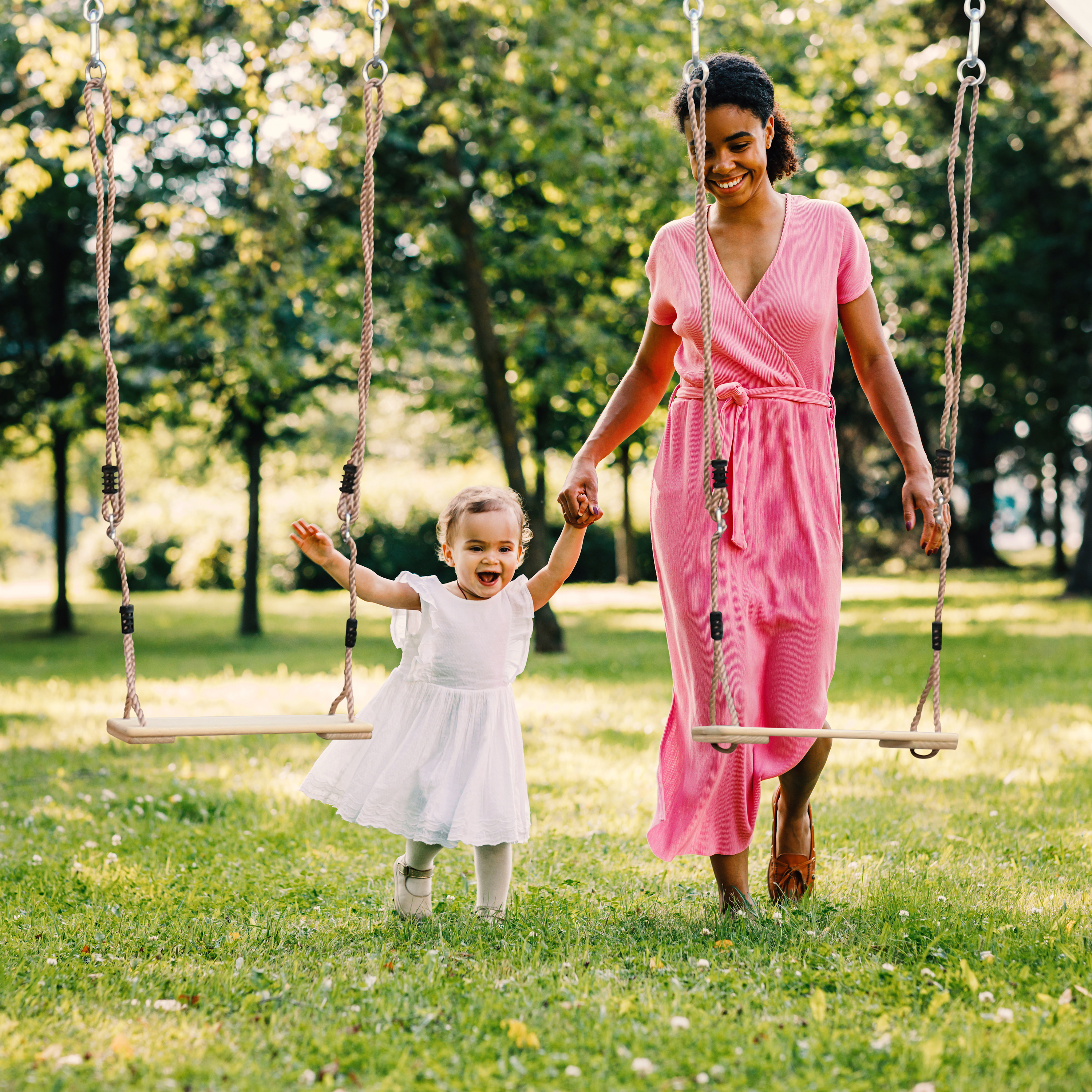AXI Beach Tower with Double Swing Set Grey/White - Blue Slide