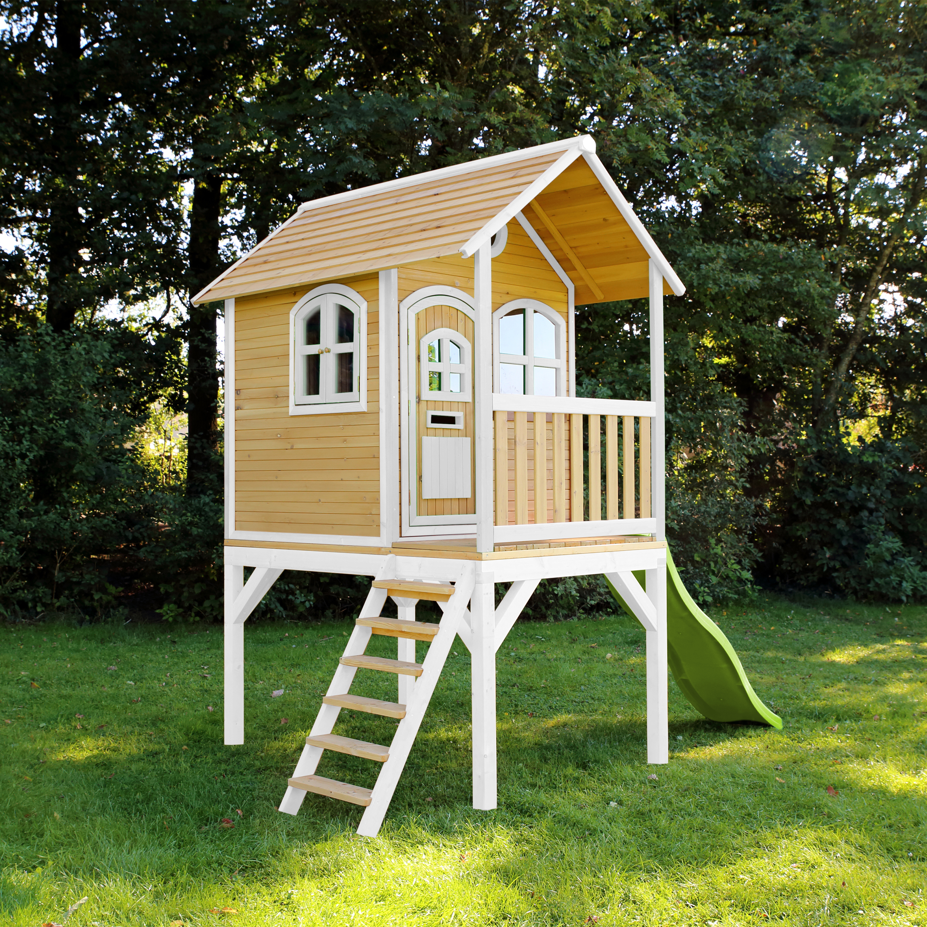 AXI Laura Playhouse Brown/white - Lime green Slide