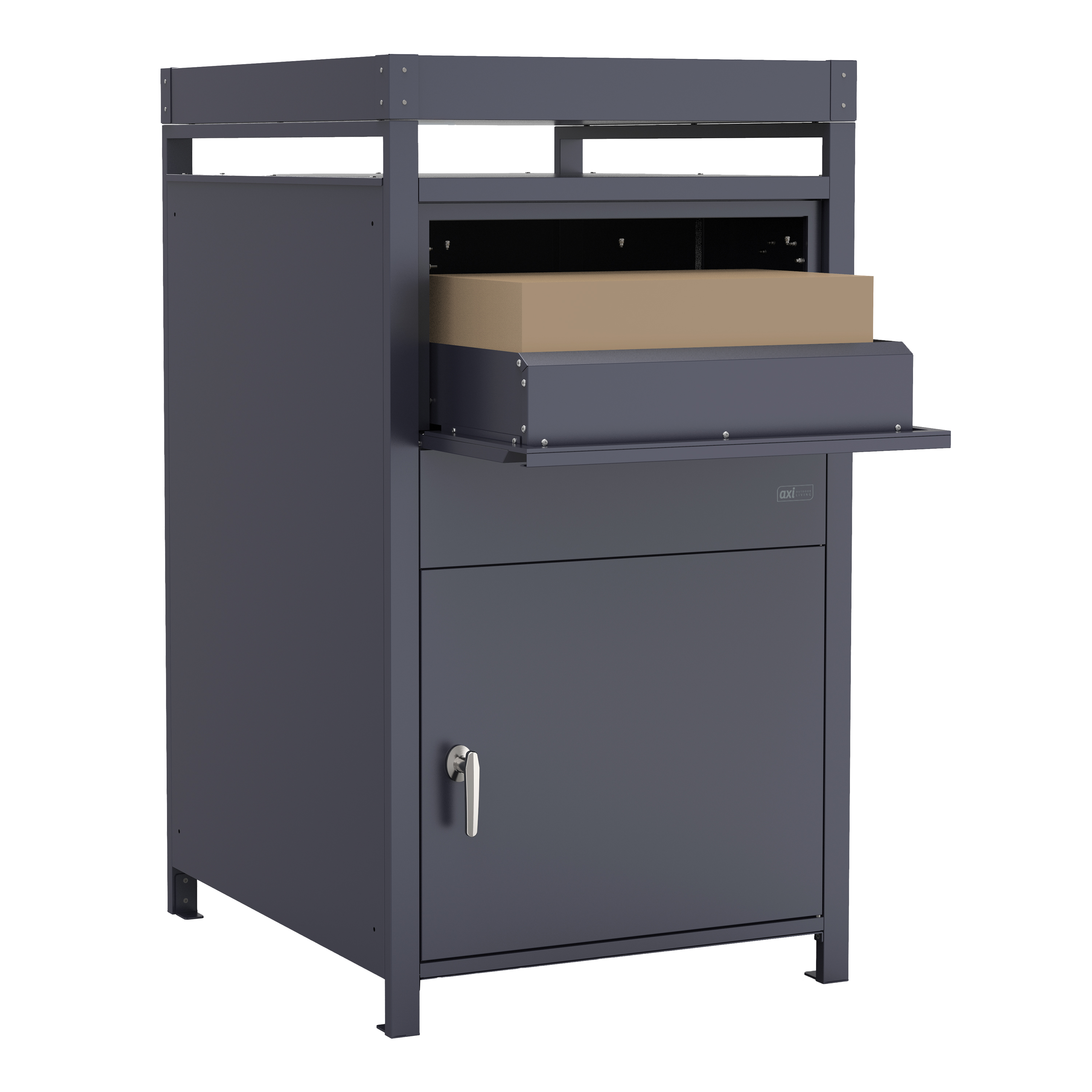 AXI Leon Bin Storage with Louis Parcel Postbox Anthracite – 2 Garbage Bins