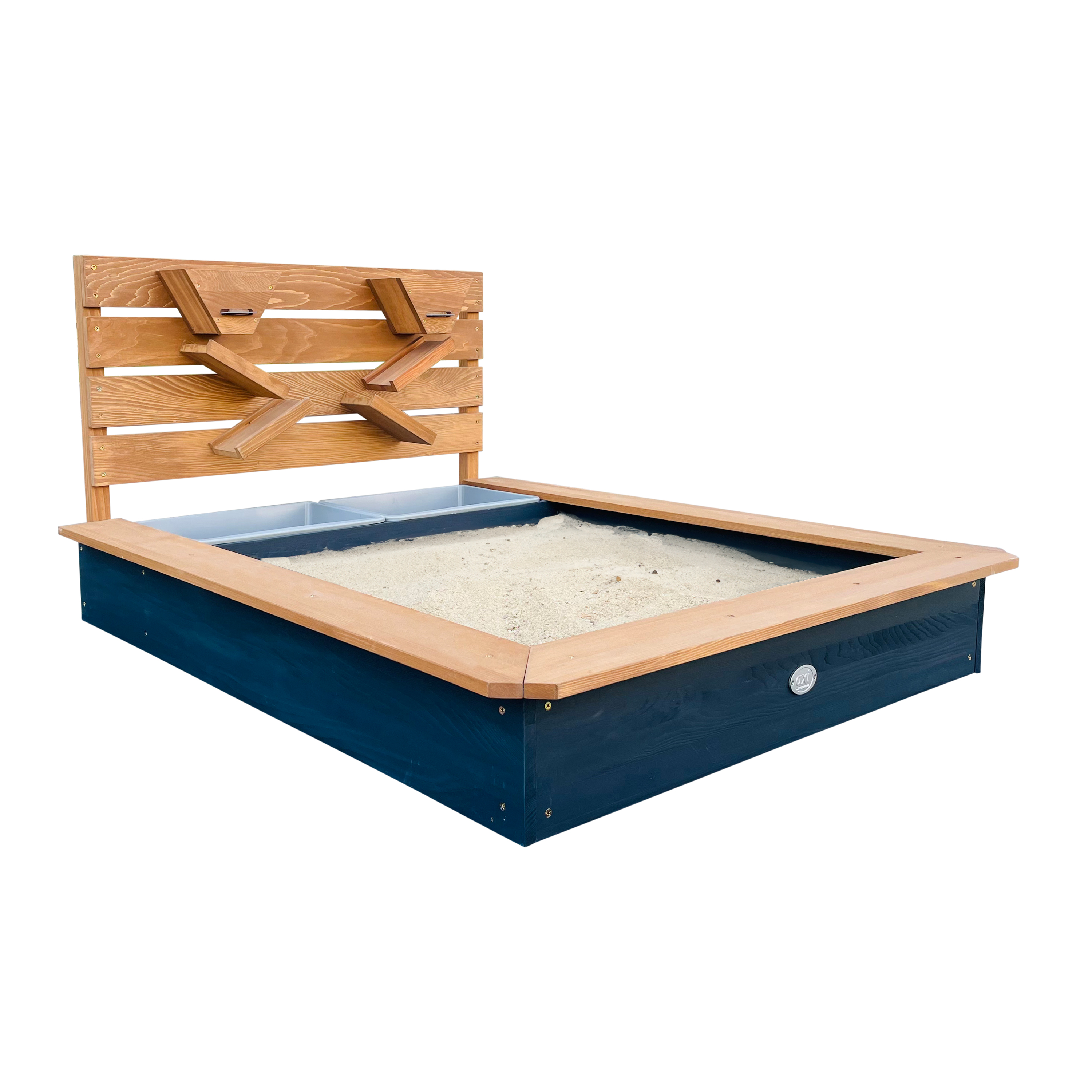 AXI Lina sandbox with sand & water troughs and play wall anthracite/brown-8720365064098 AXI Lina sandbox with sand & water troughs and play wall anthracite/brown