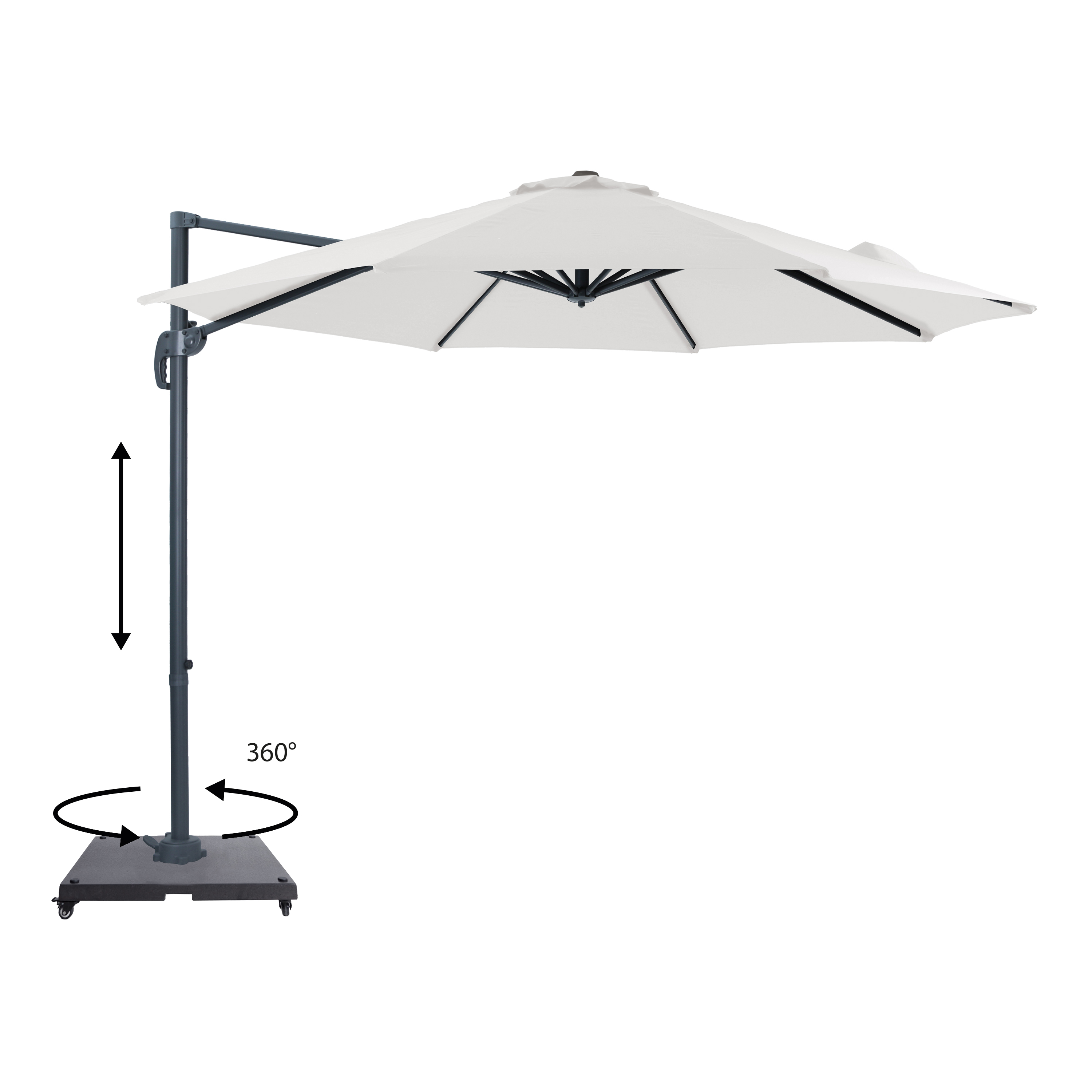 AXI Marisol Cantilever Parasol Ø 300cm incl. parasol base with wheels Anthracite/Beige – Complete set