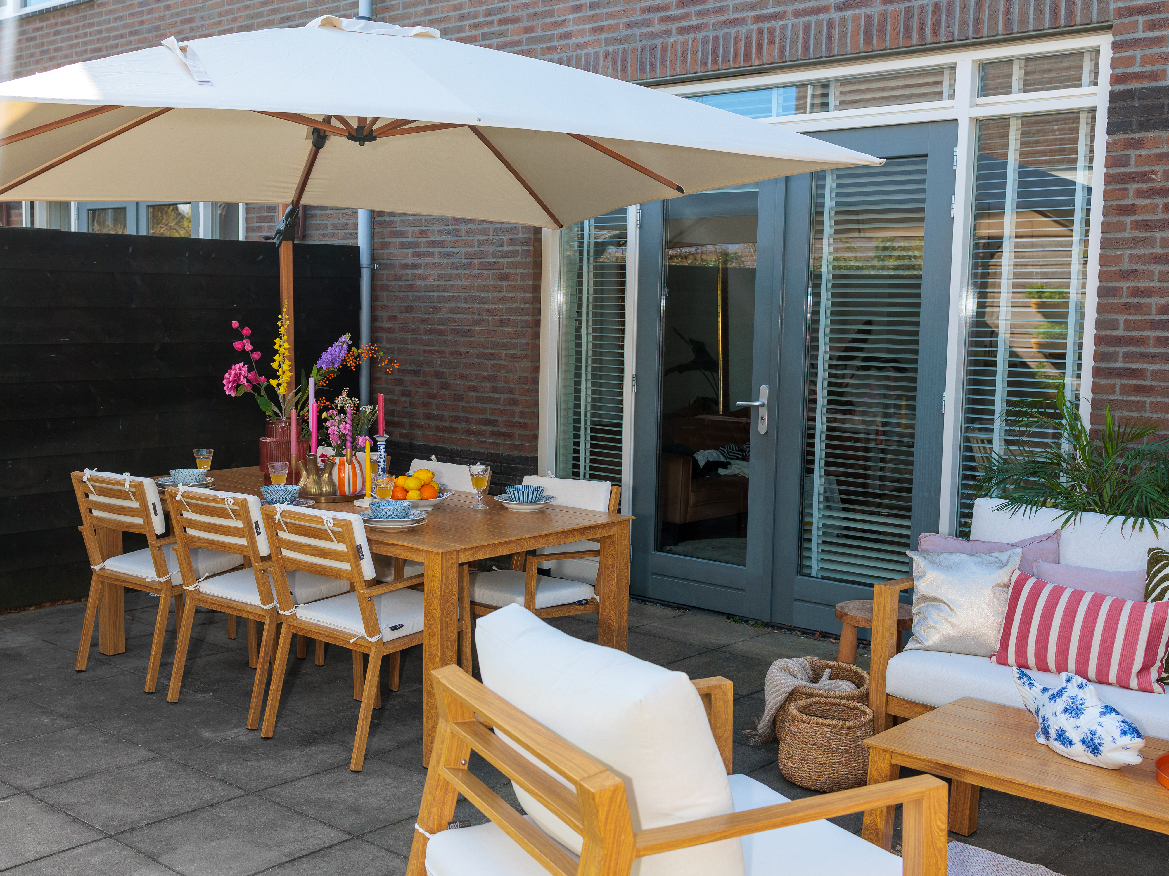 AXI Jada Garden set with 6 Chairs Wood-look/beige-8720365063954 AXI Jada Garden set with 6 Chairs Wood-look/beige