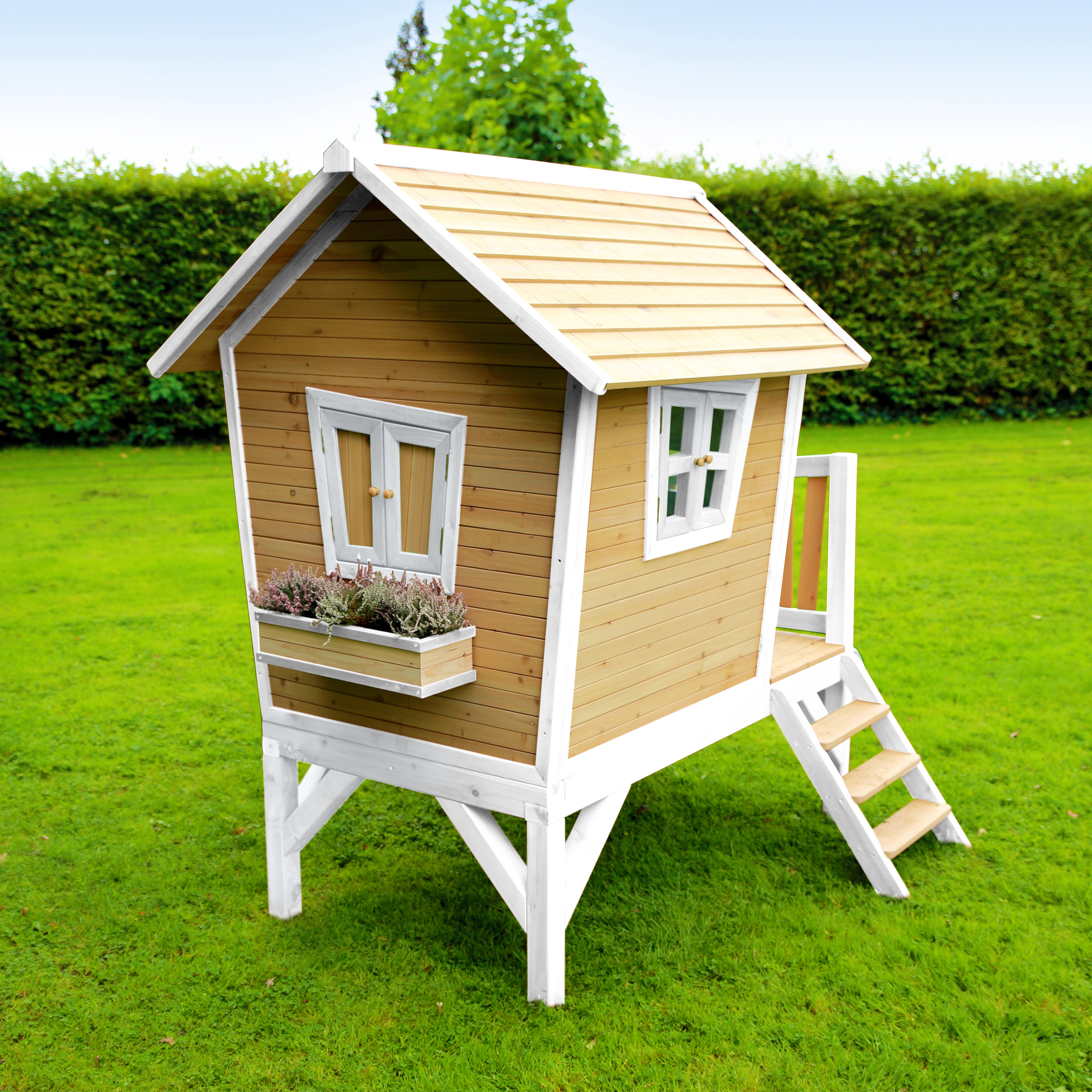 AXI Robin Playhouse Brown/White - Lime Green Slide