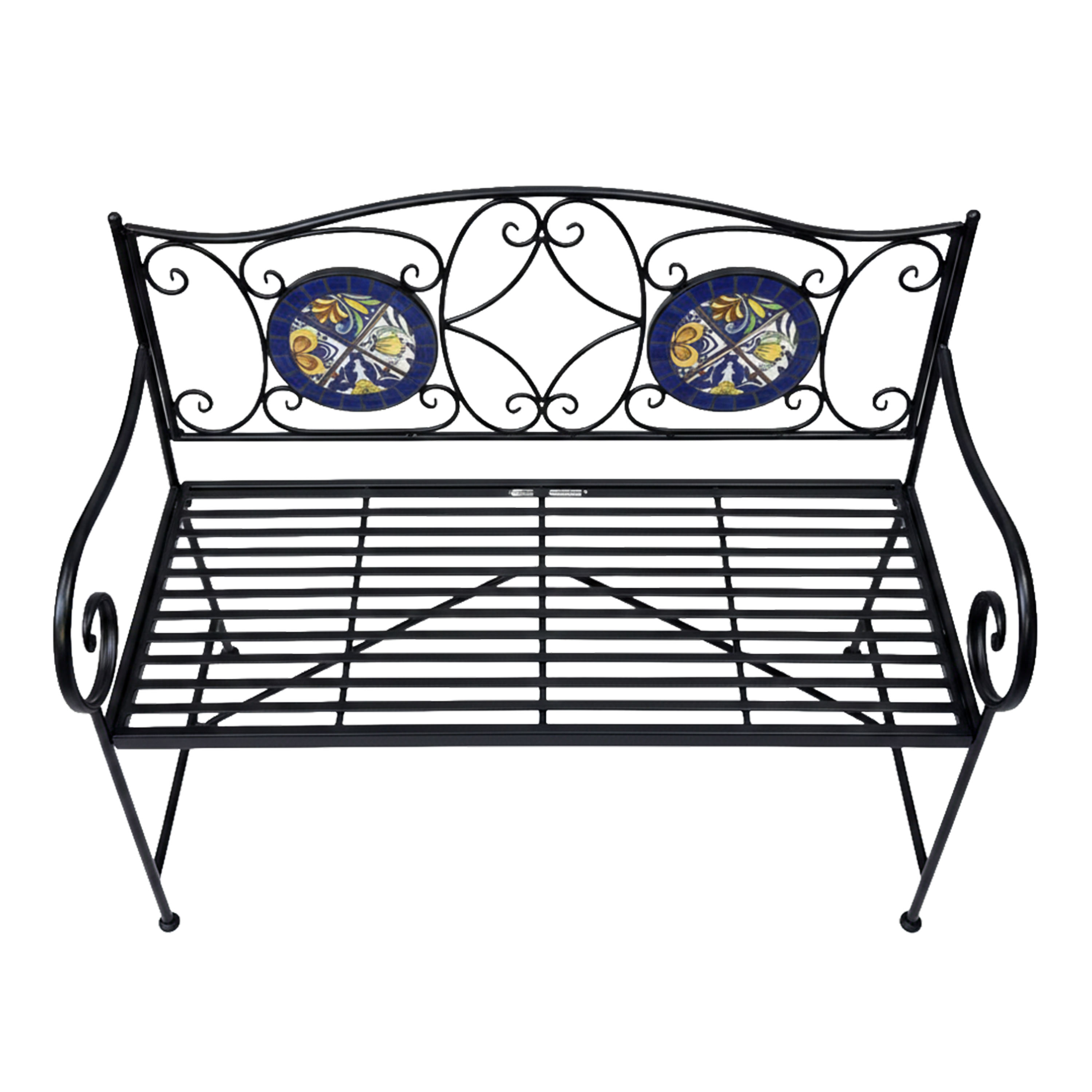 AXI Margot Mosaic Garden Bench Mediterranean Style – Blue/Yellow