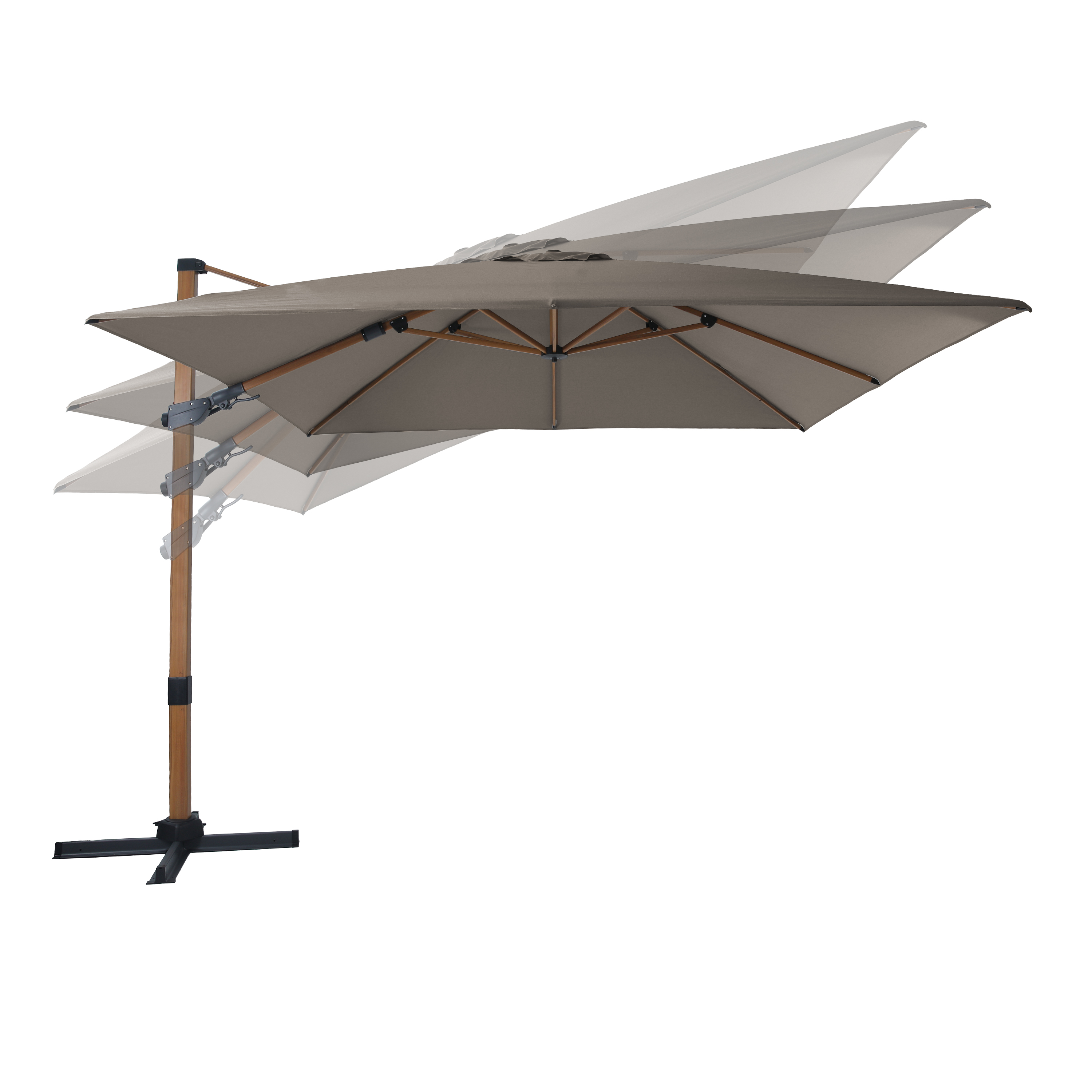 AXI Apollo Premium Zweefparasol 300x300cm Houtlook/taupe 