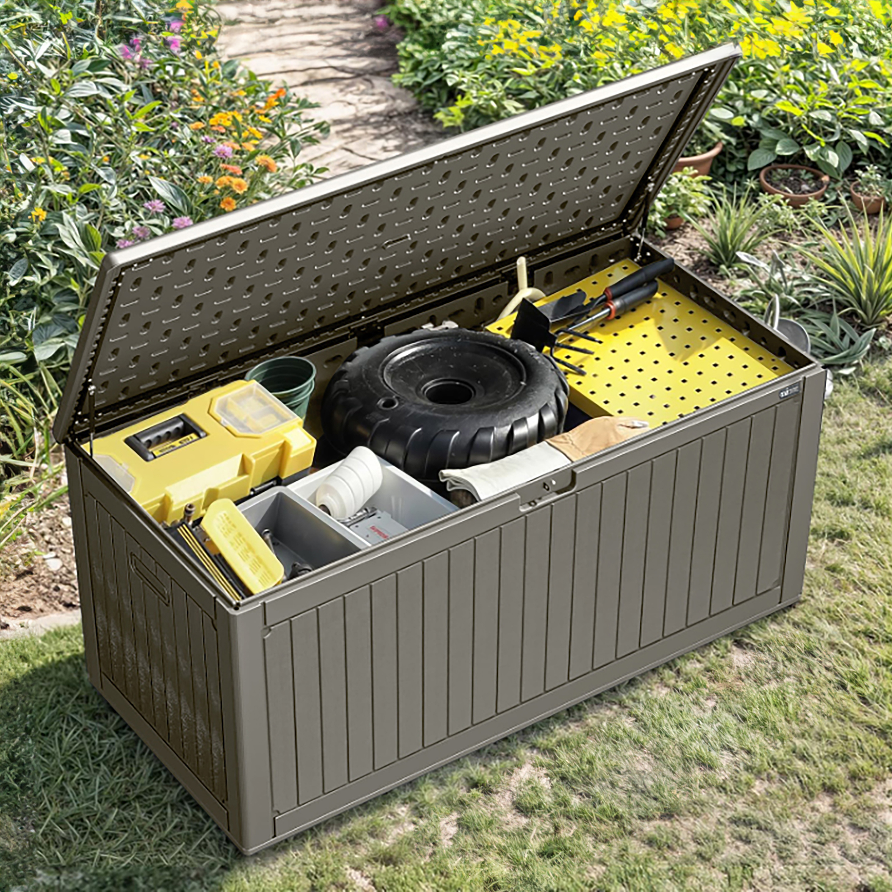 AXI Mike Plastic Storage Box 1000 Brown – 177x82x83cm