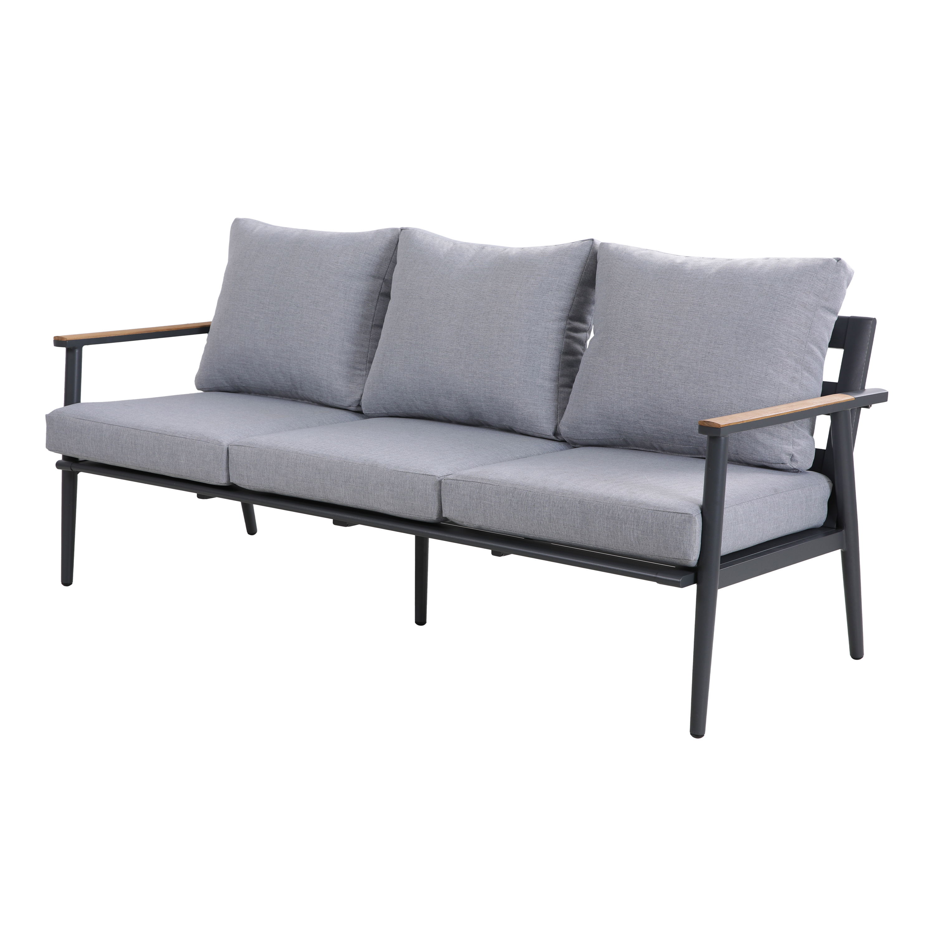 AXI Bibi lounge set 4-piece with bench. table and two chairs Anthracite/Teak-8720365062681 AXI Bibi lounge set 4-piece with bench. table and two chairs Anthracite/Teak