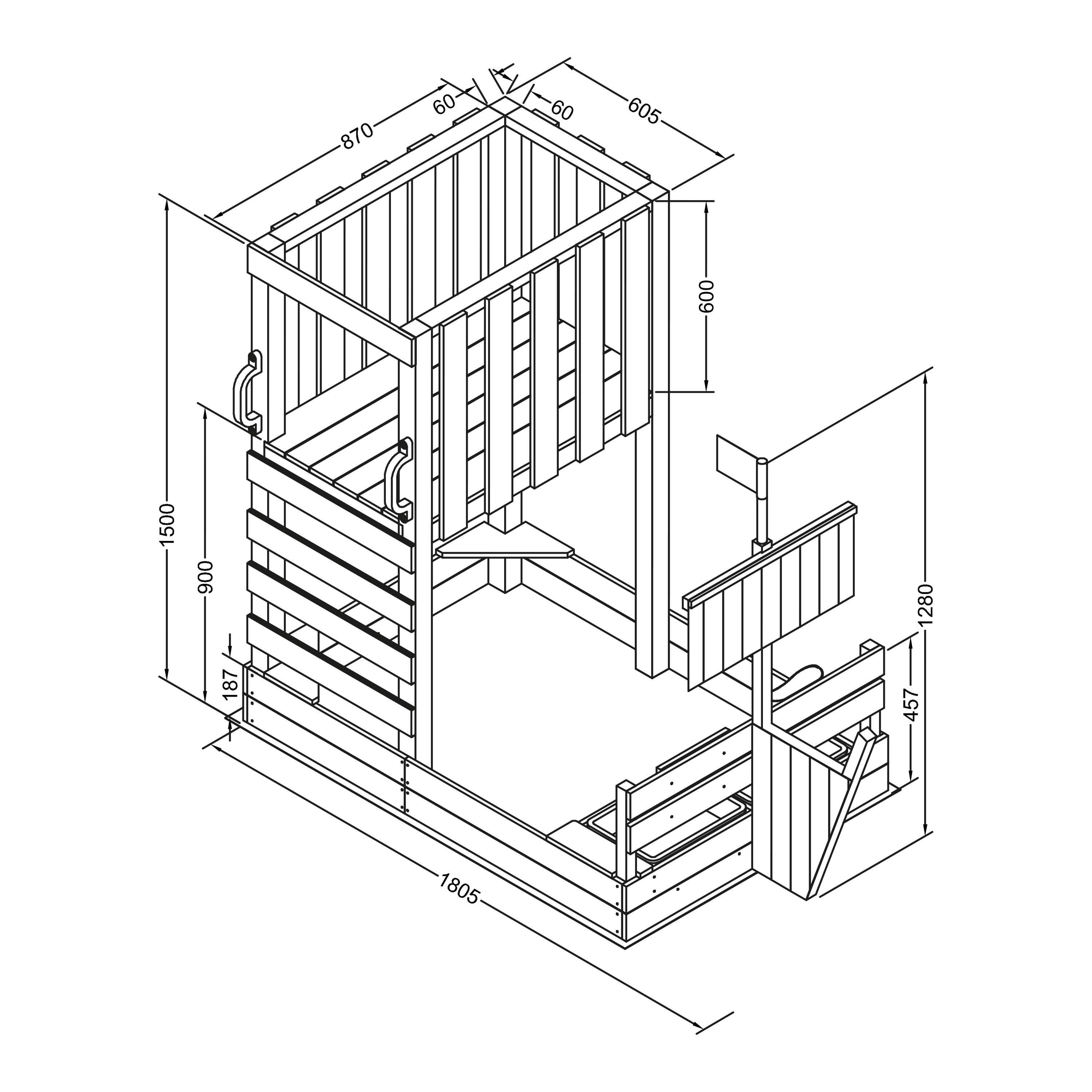 AXI Vicky Climbing Frame with Sandbox. Play Kitchen & Chalkboard