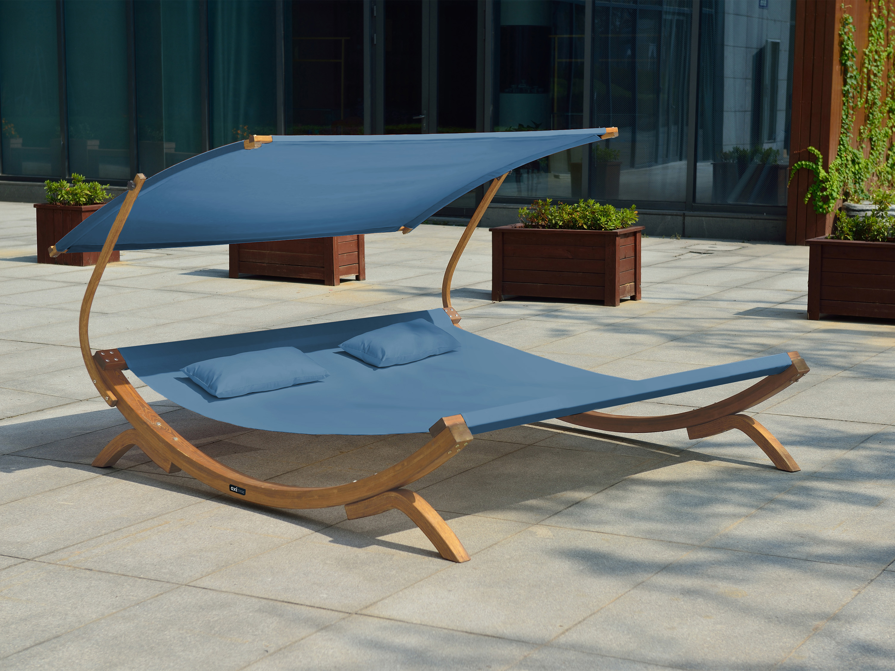 AXI Mallorca Tweepersoons ligbed met zonnescherm Blauw-8720365060908 AXI Mallorca Tweepersoons ligbed met zonnescherm Blauw