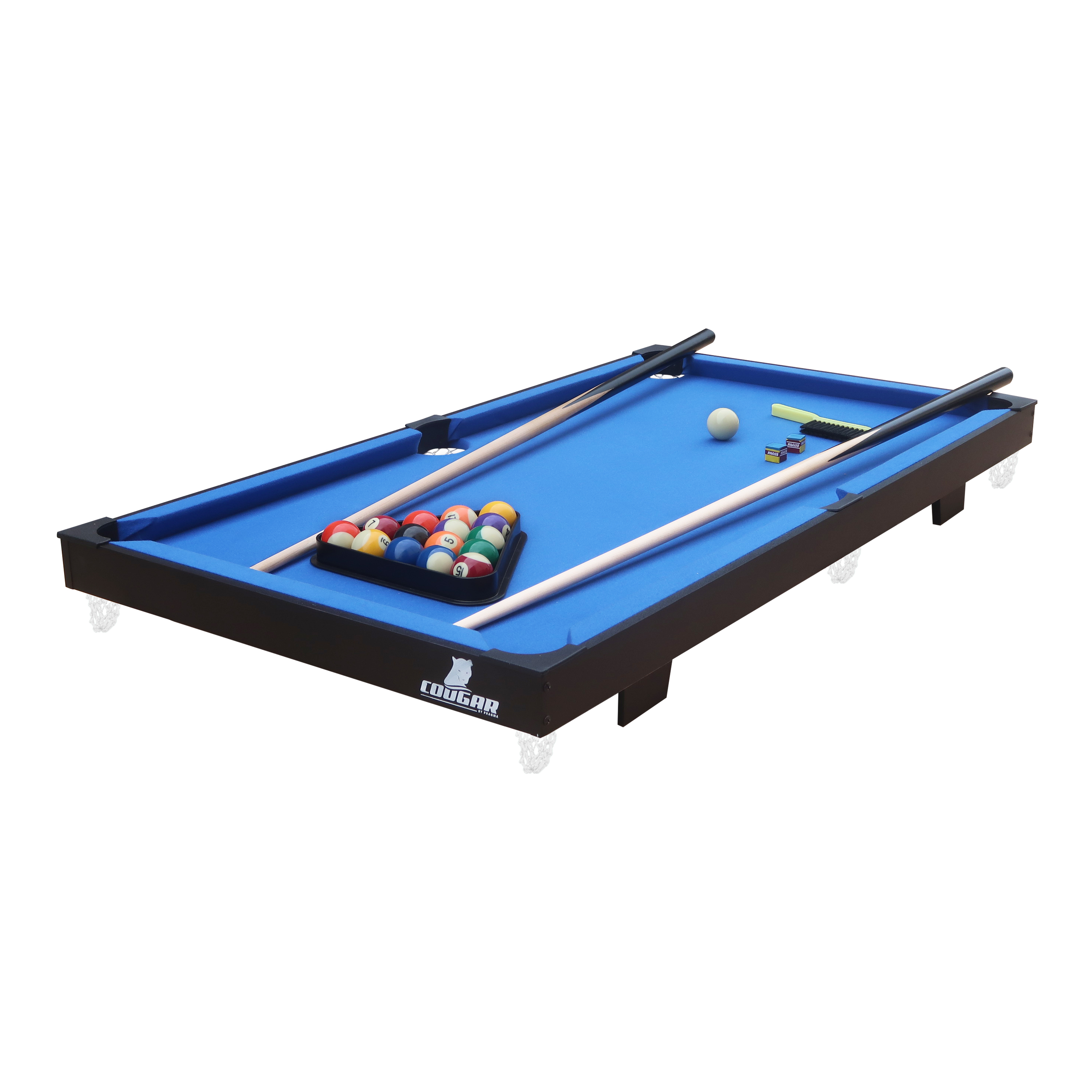 Cougar Pooltafel Mini Draagbaar Zwart/blauw