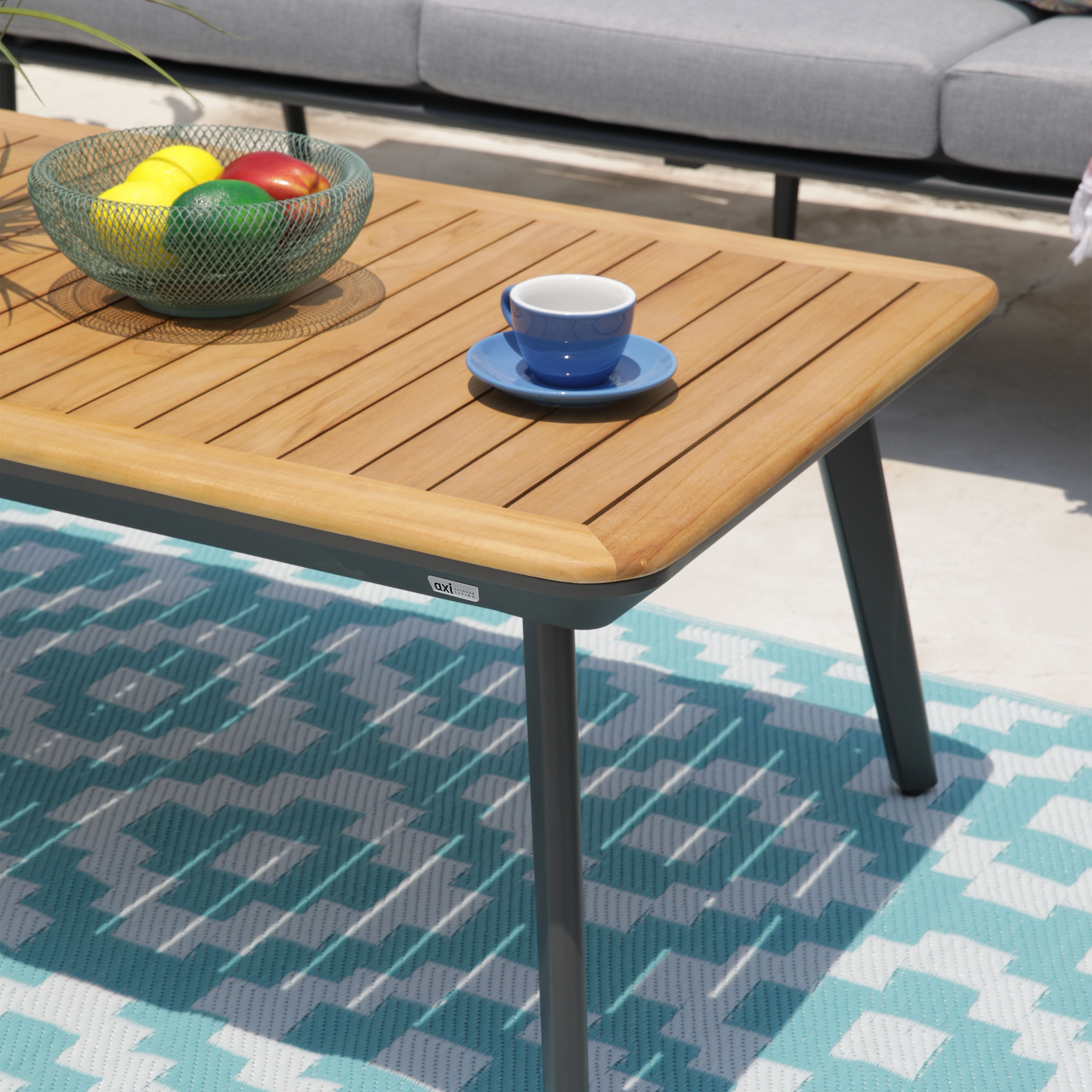AXI Bibi lounge set 4-piece with bench. table and two chairs Anthracite/Teak-8720365062681 AXI Bibi lounge set 4-piece with bench. table and two chairs Anthracite/Teak