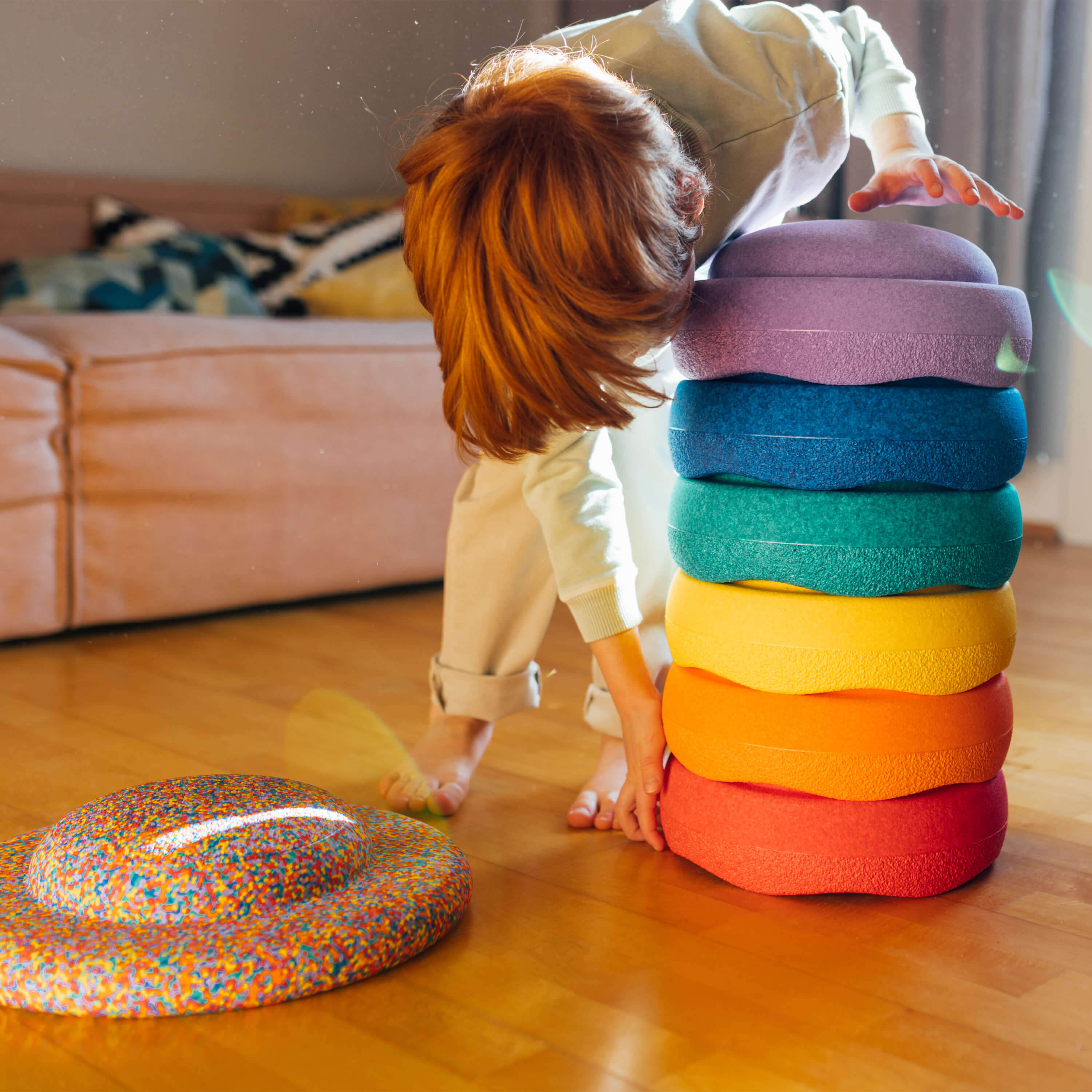 Stapelstein Rainbow Classic Set of 6 + 1 Balance Board