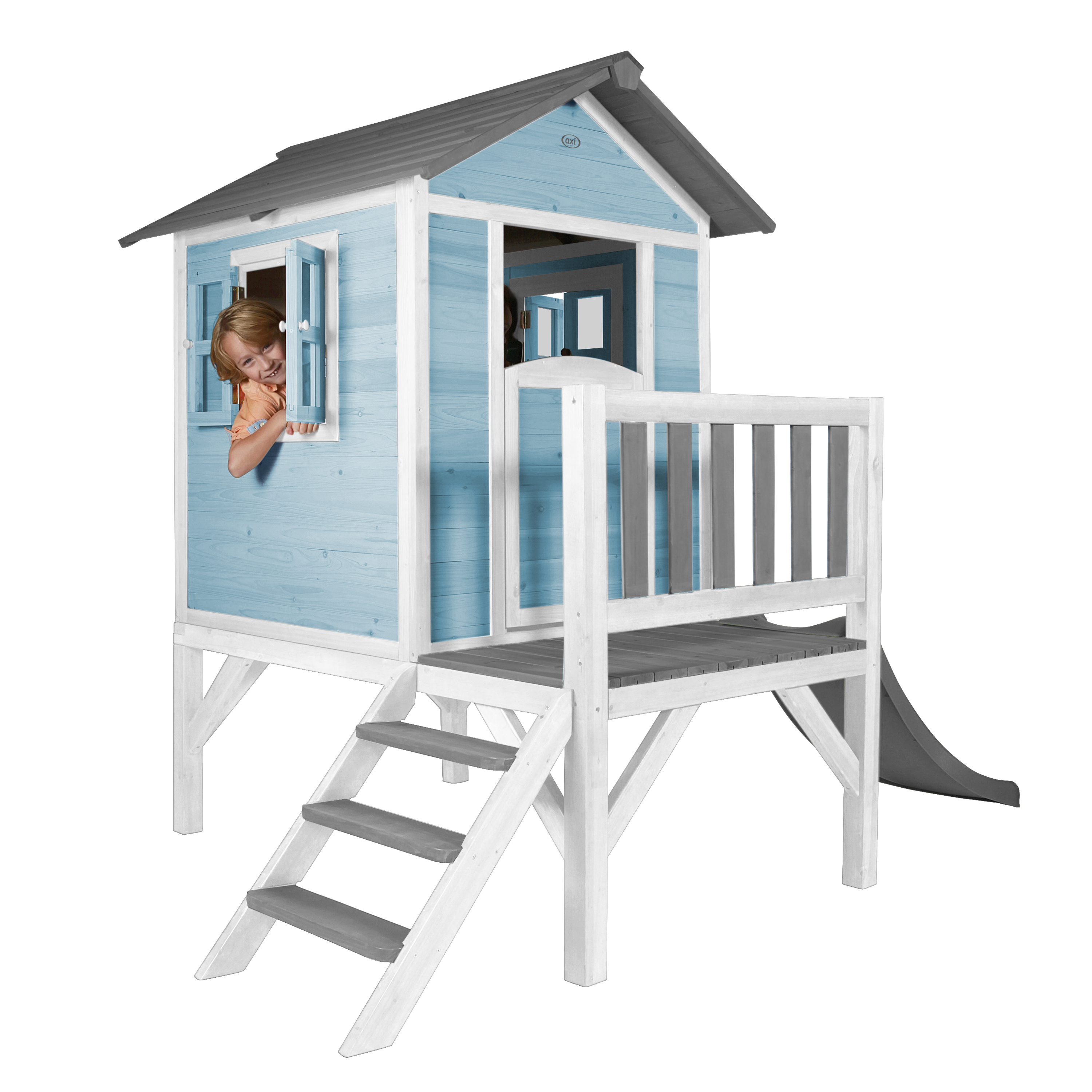AXI Lodge XL Playhouse Caribbean Blue - Grey Slide
