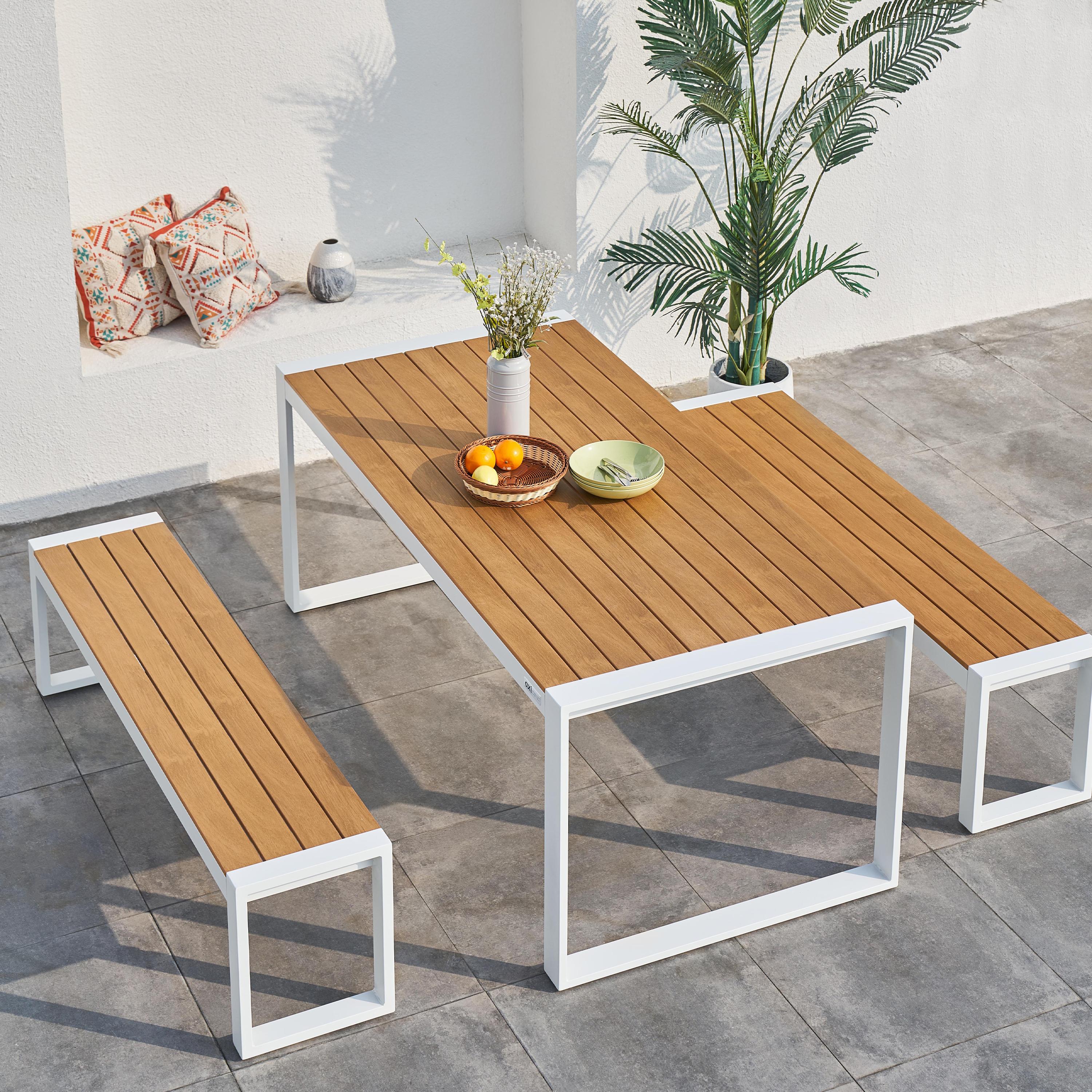 AXI Tony Tuinset met 2 banken Wit met Teak-look Polywood