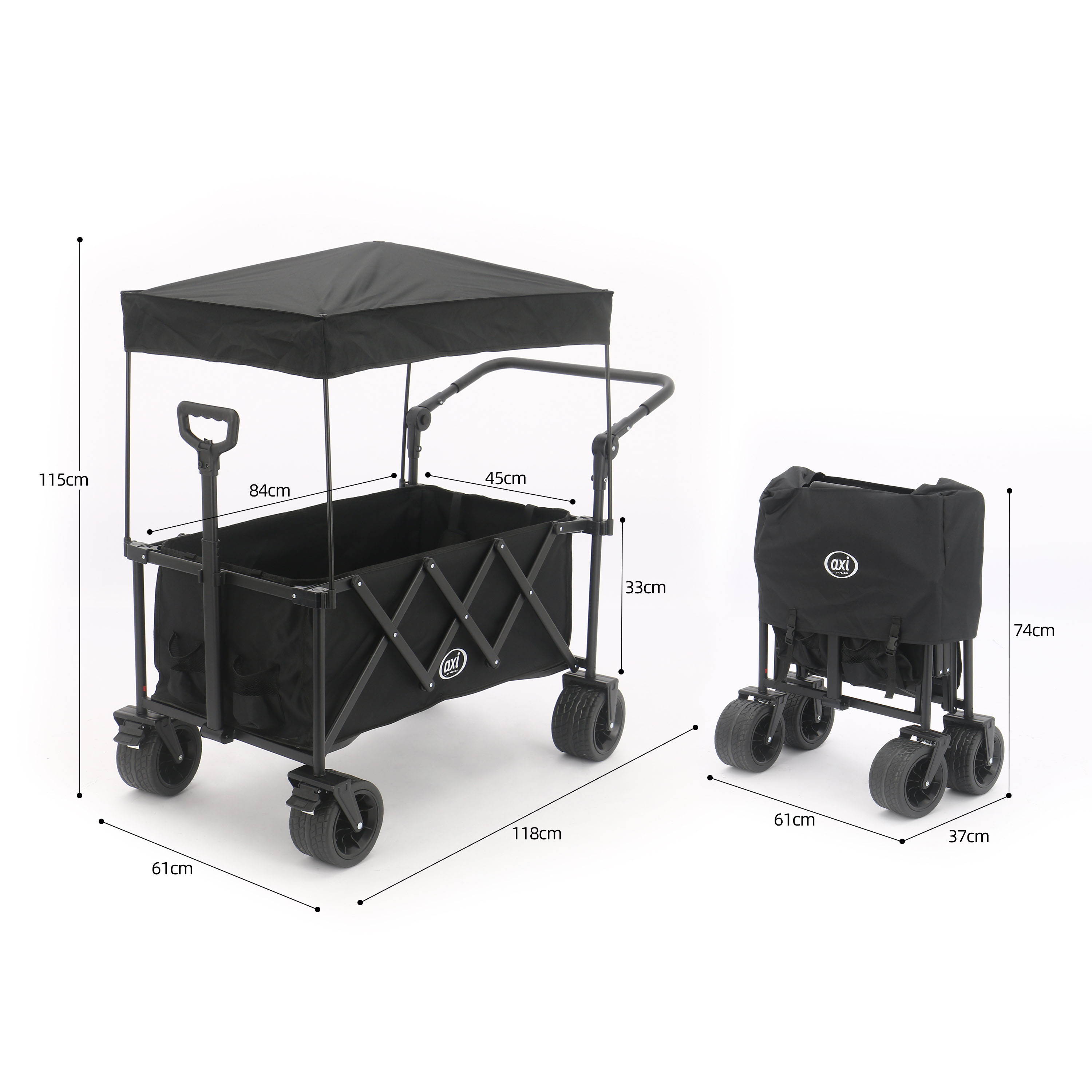 AXI SB221 Foldable Beach Wagon with roof - Black