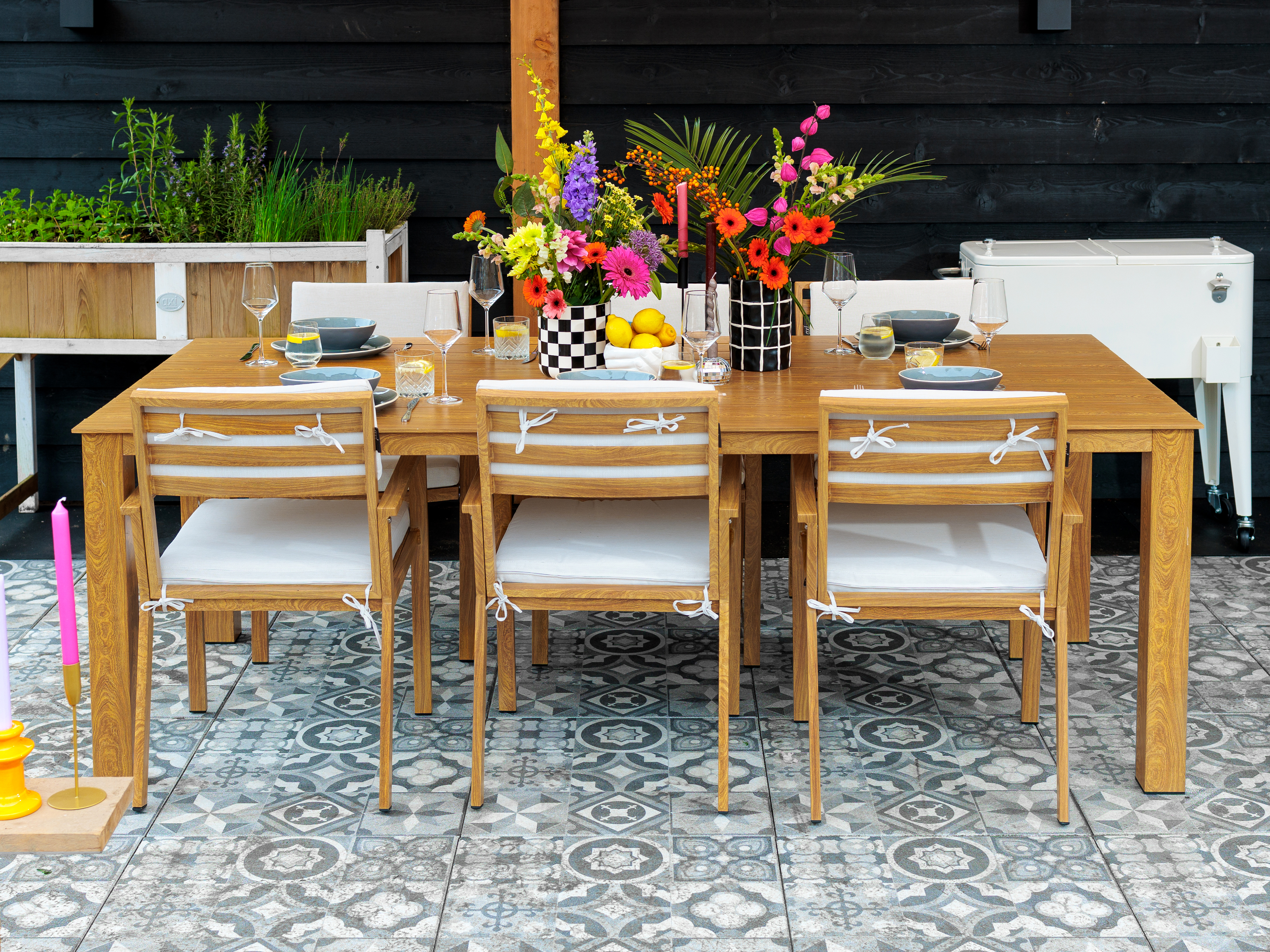 AXI Jada Garden set with 6 Chairs Wood-look/beige-8720365063954 AXI Jada Garden set with 6 Chairs Wood-look/beige
