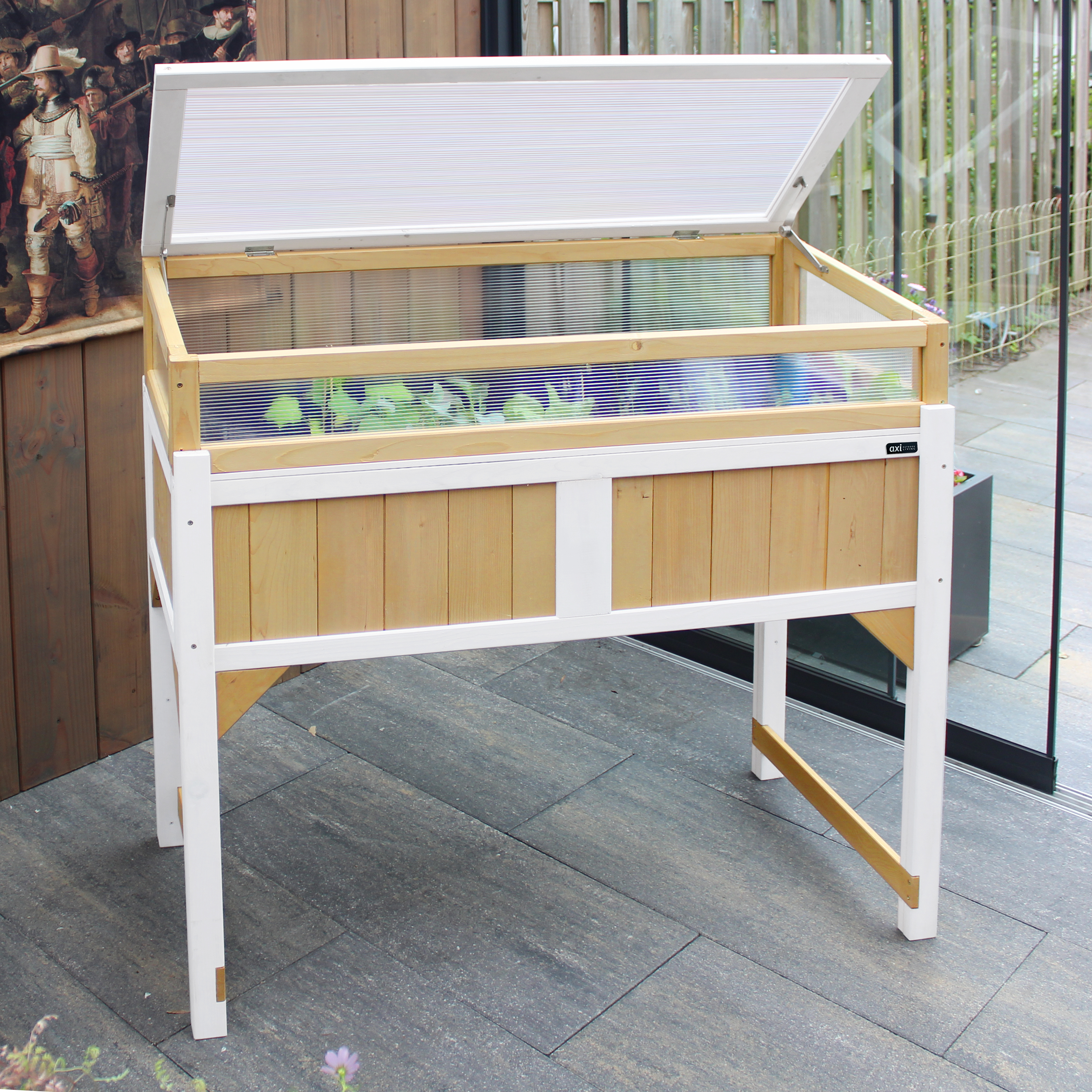 AXI Kweektafel met broeikas en gronddoek Bruin/wit-8717973938187 AXI Kweektafel met broeikas en gronddoek Bruin/wit