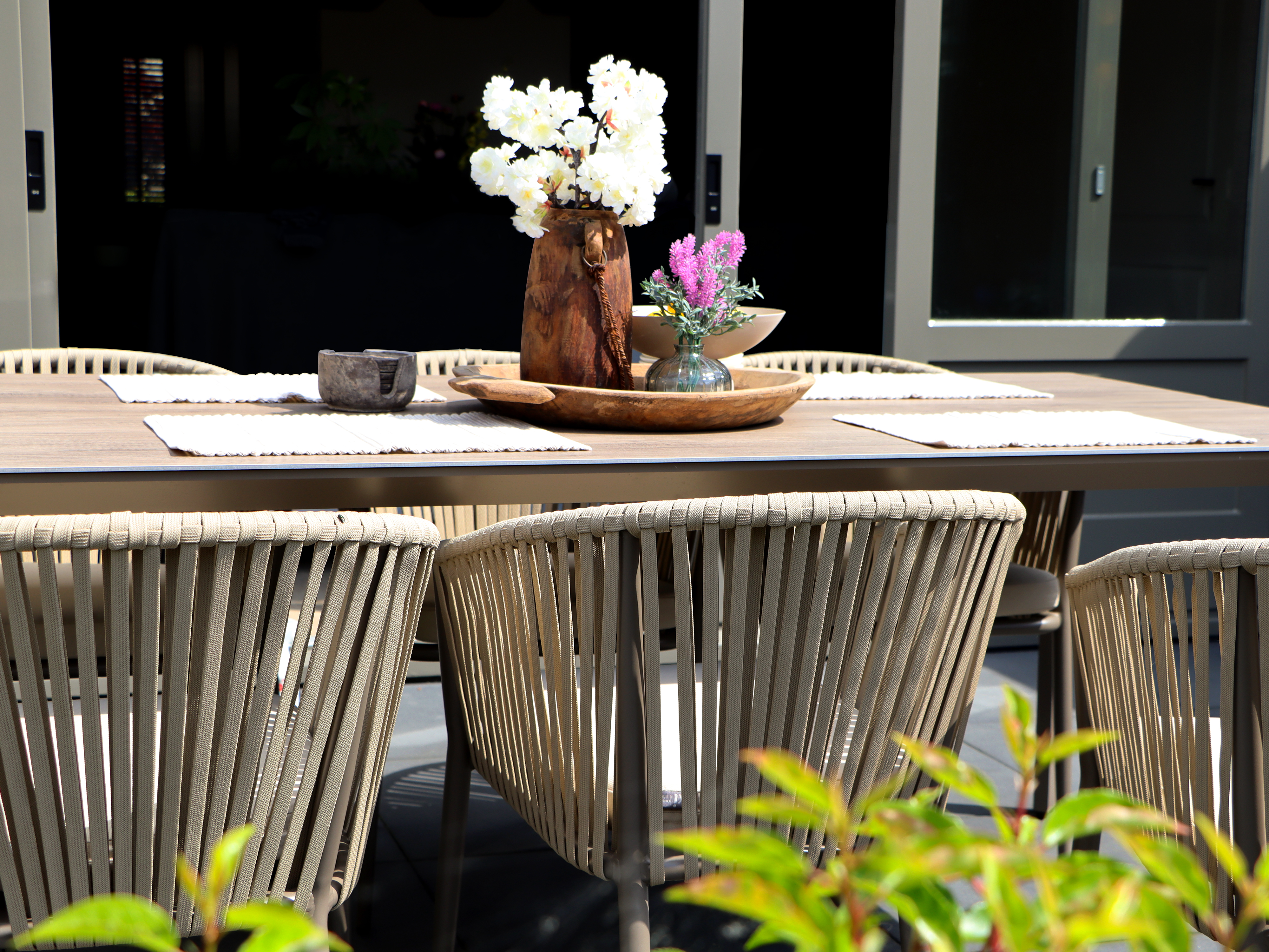 AXI Resi Tuinset met 6 stoelen Taupe met Hout-look PSPC-8720365062643 AXI Resi Tuinset met 6 stoelen Taupe met Hout-look PSPC
