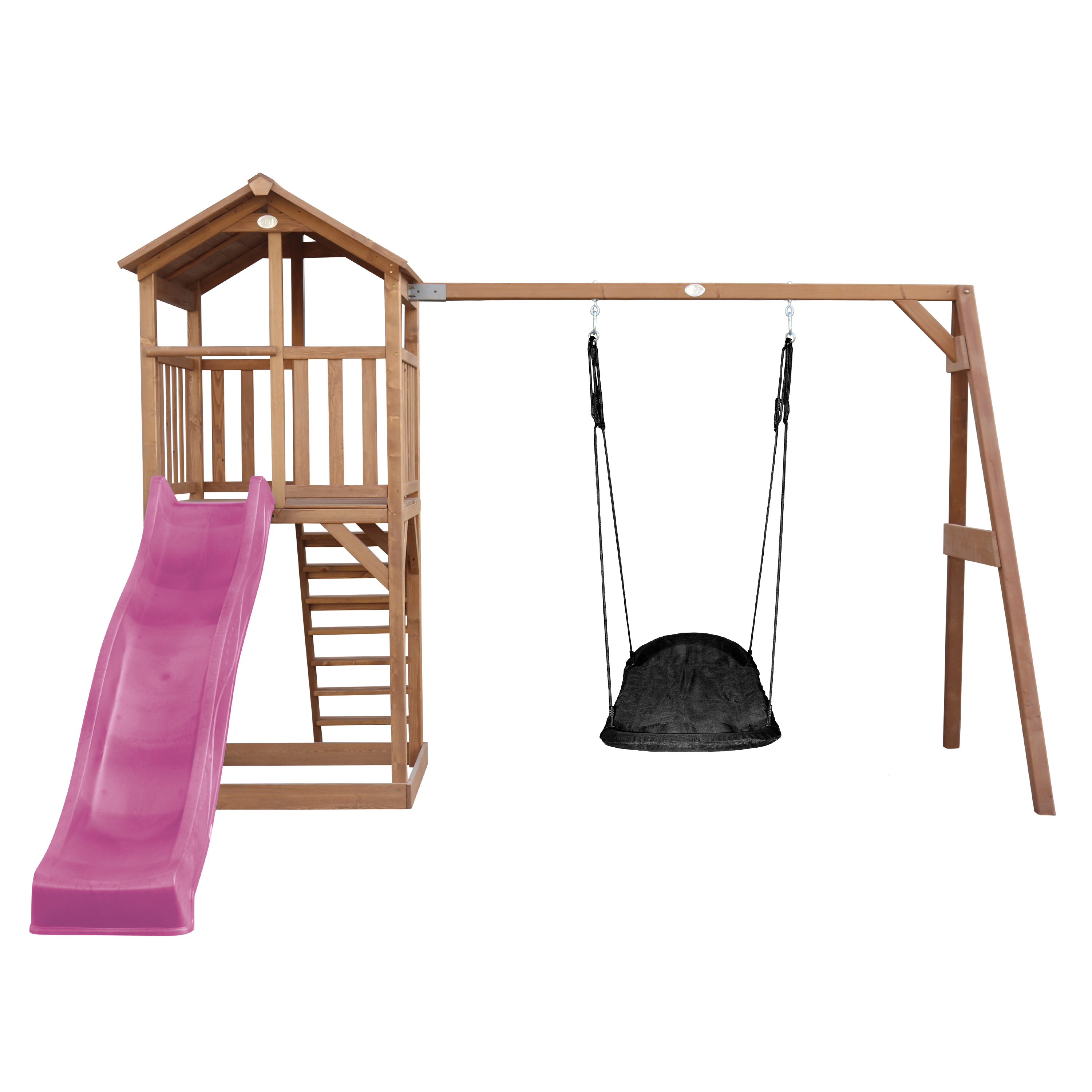 AXI Beach Tower with Roxy Nest Swing Set Brown - Purple Slide