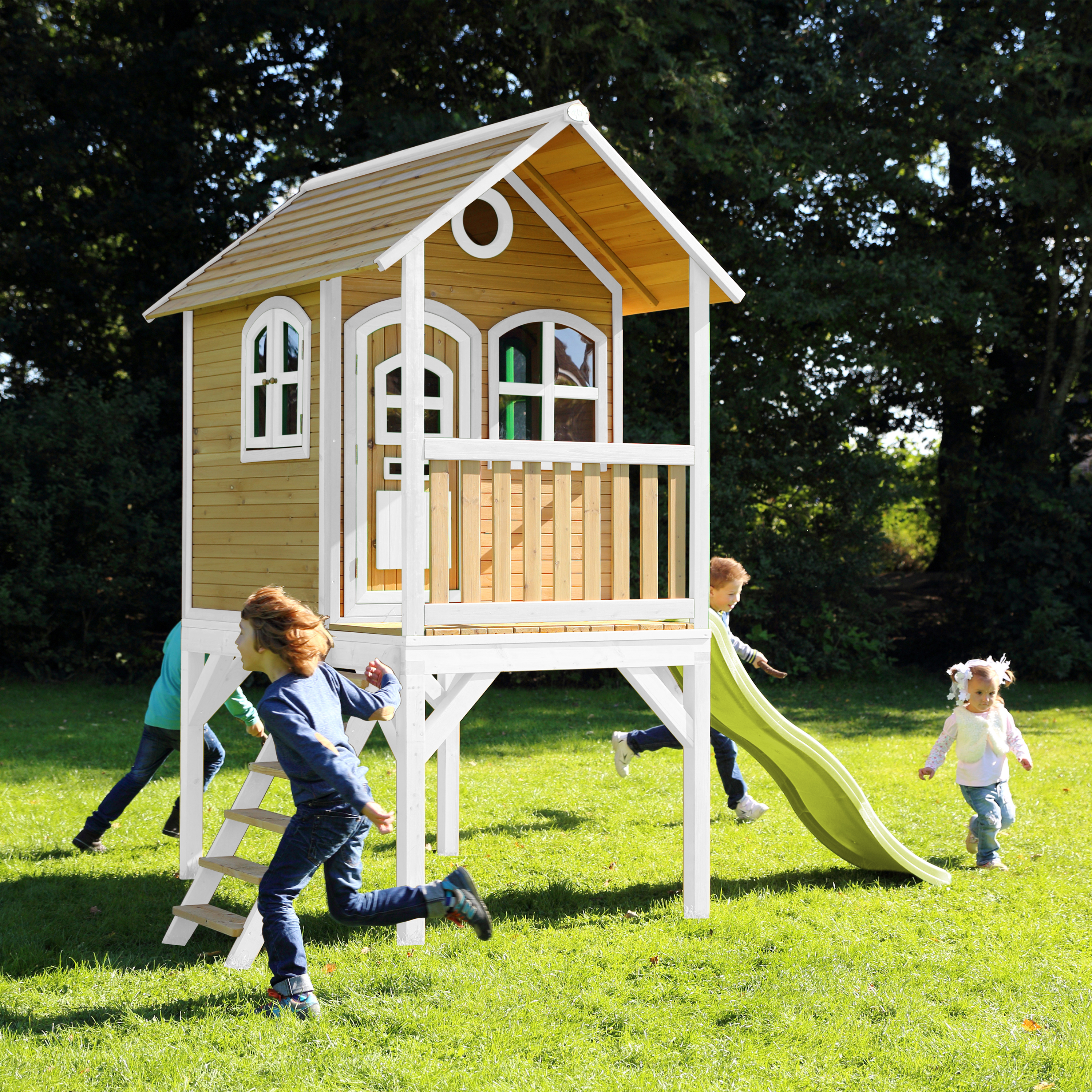 AXI Laura Playhouse Brown/white - Lime green Slide
