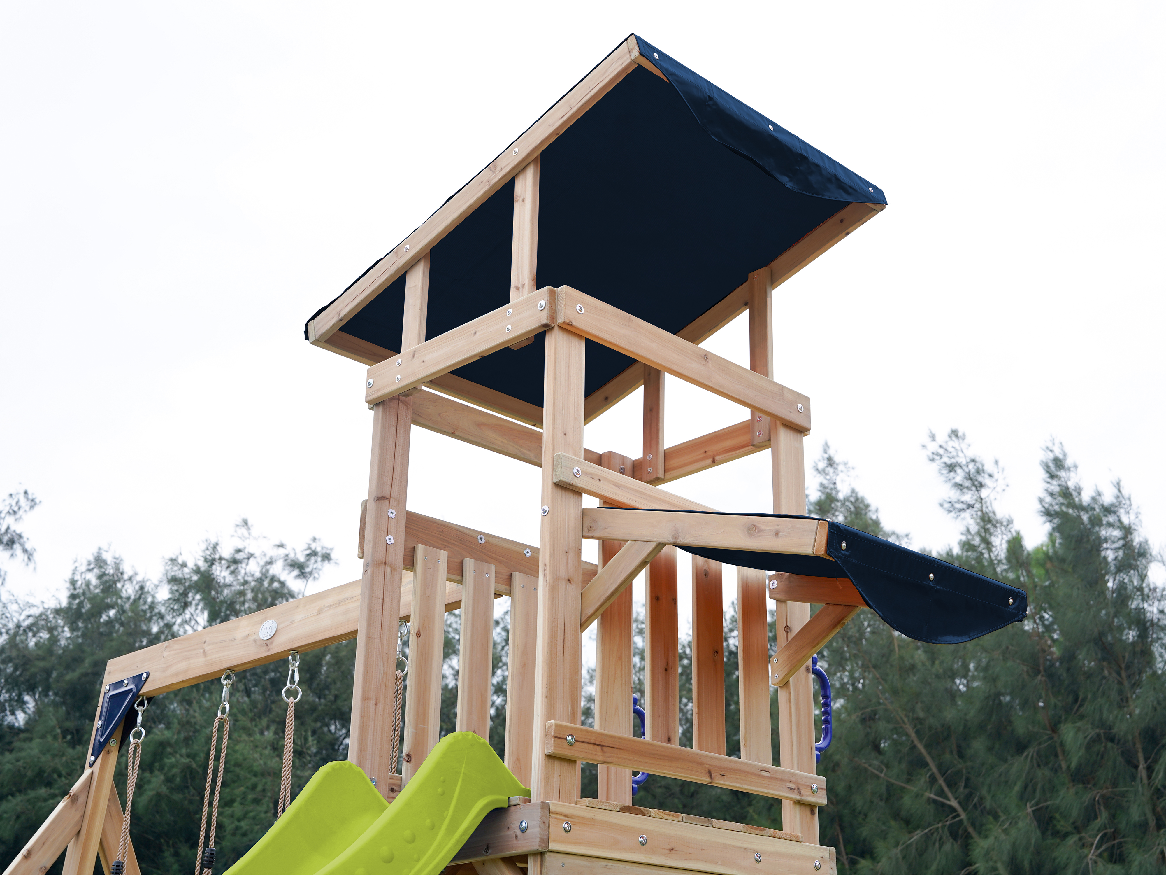 AXI Malik Climbing Frame with Double Swing Set - Lime Green Slide