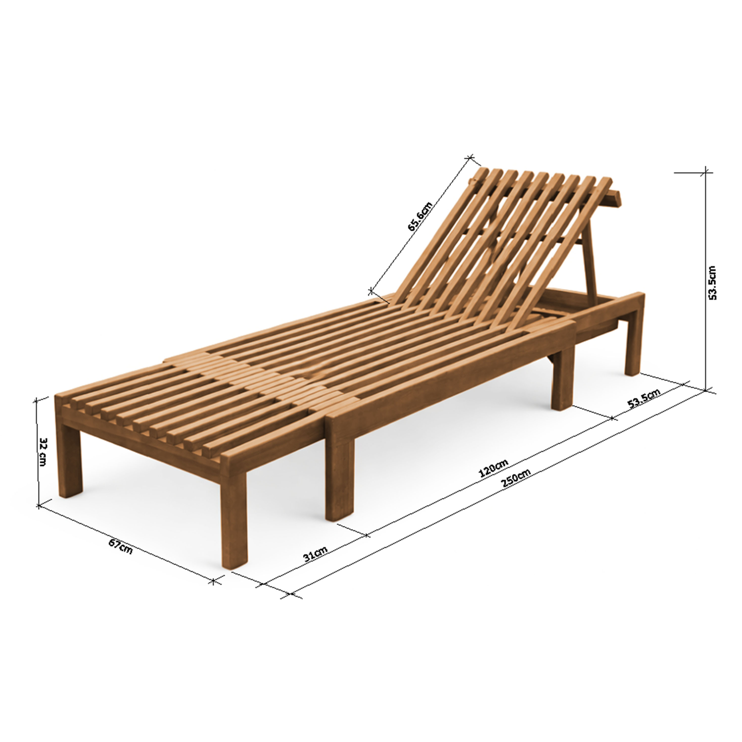 AXI Rowan 2-in-1 Sunbed and Garden Bench - Teak