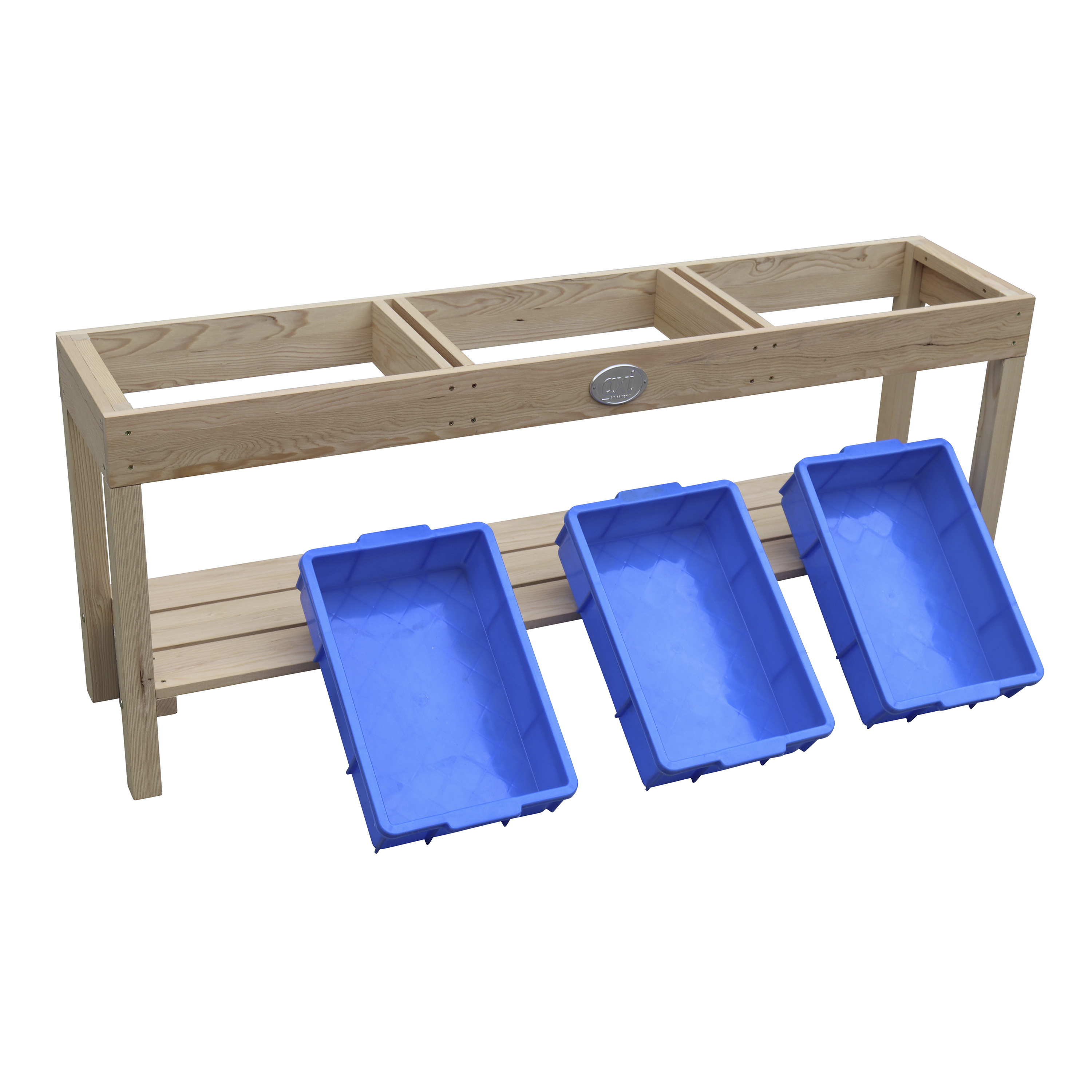 AXI Activity Table with 3 Blue Bins - Natural Brown