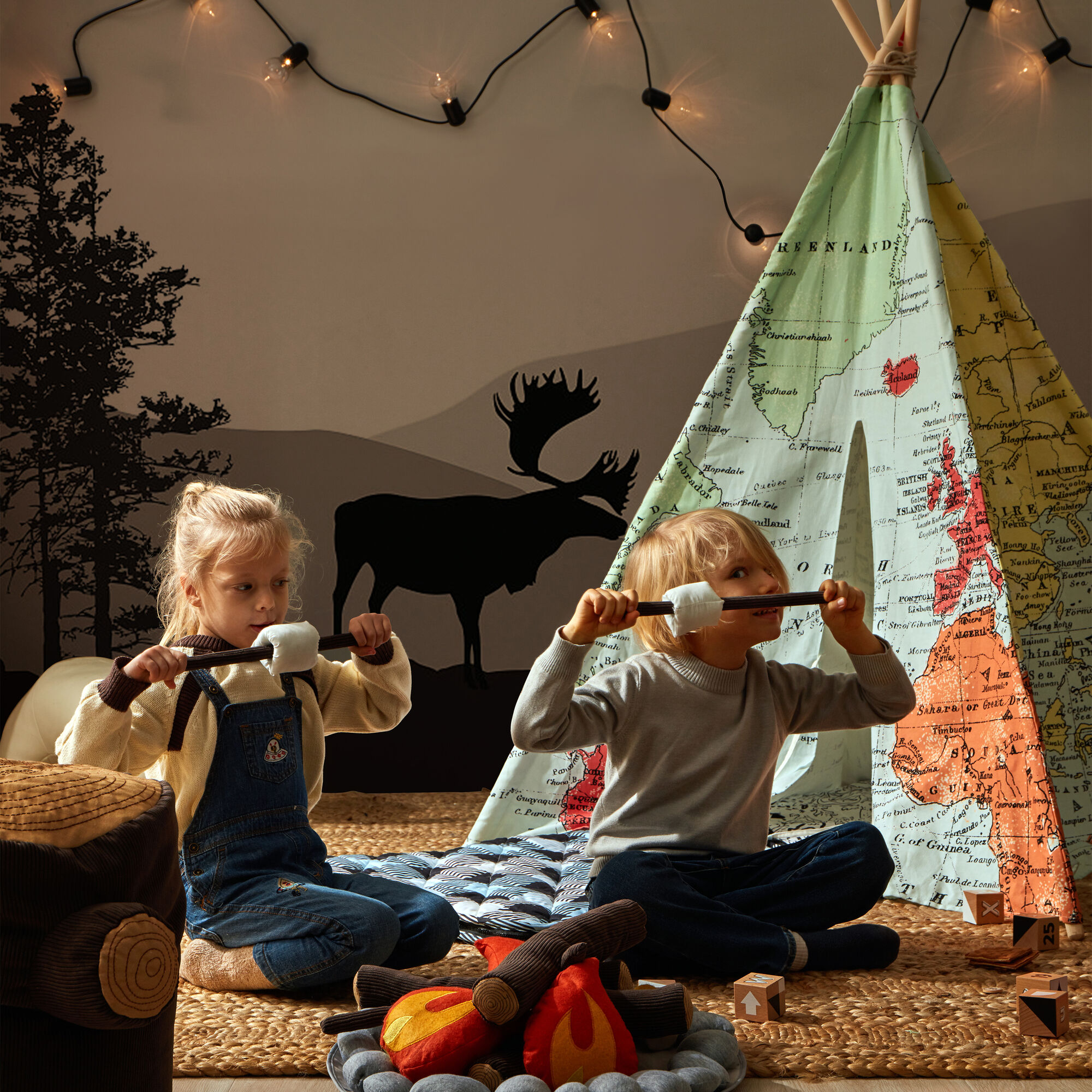 Sunny Wereldkaart Tipi Tent Multikleur-8717973935247 Sunny Wereldkaart Tipi Tent Multikleur