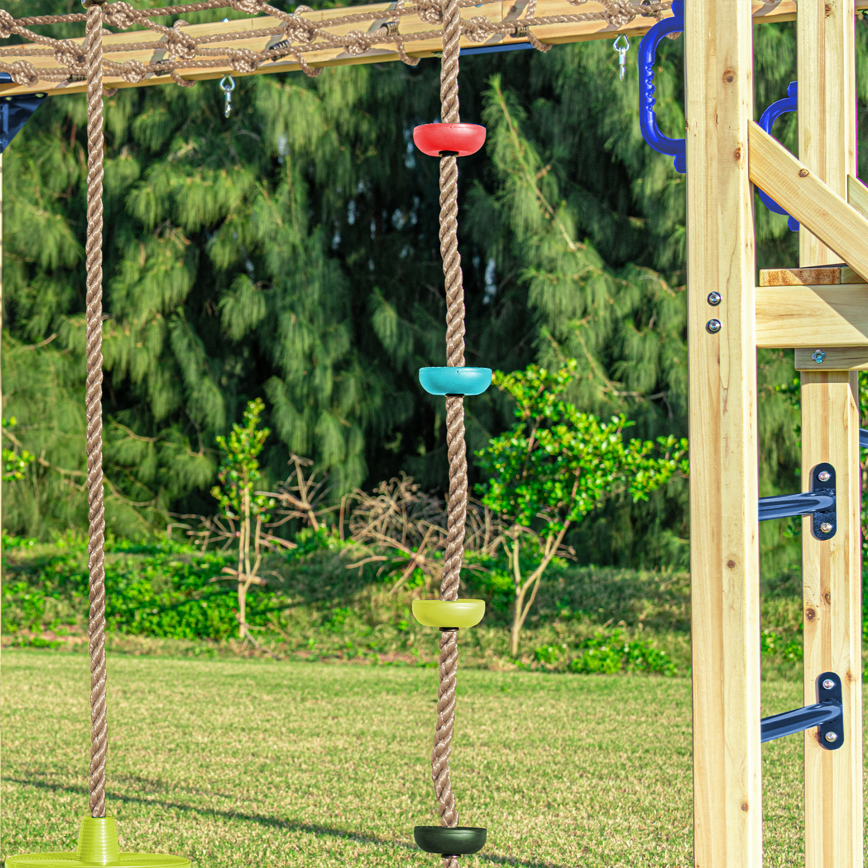 AXI Boris Wooden Playcentre with Swings. Trapeze. Climbing Nets and Monkey Bars – Purple Slide