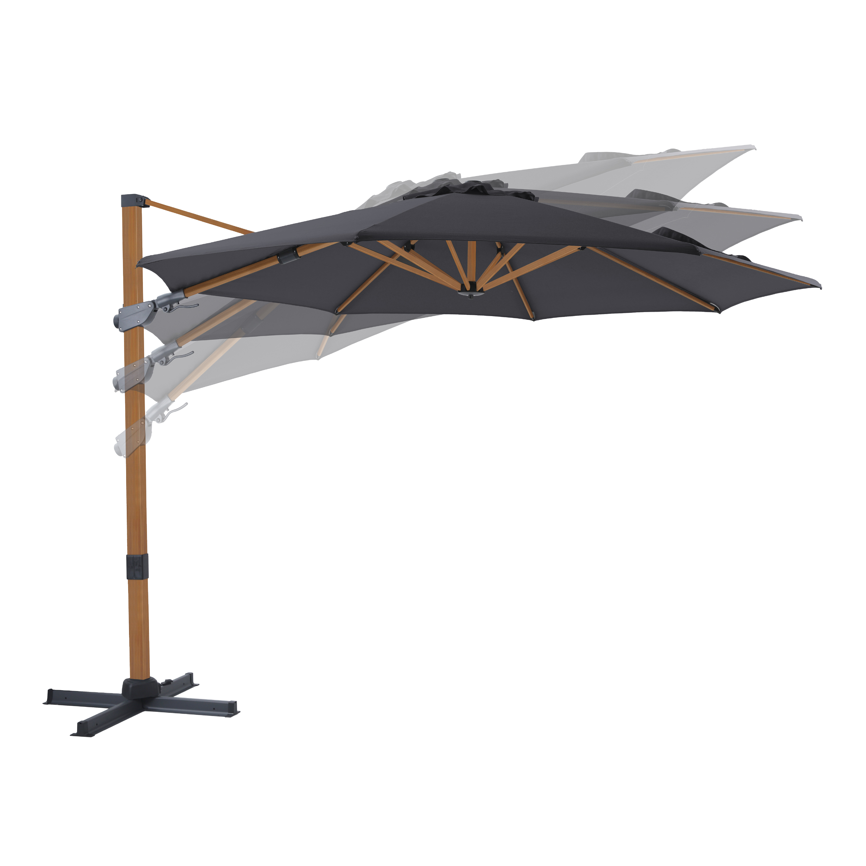 AXI Cyrus Premium Zweefparasol Ã˜ 300cm Houtlook/grijs
