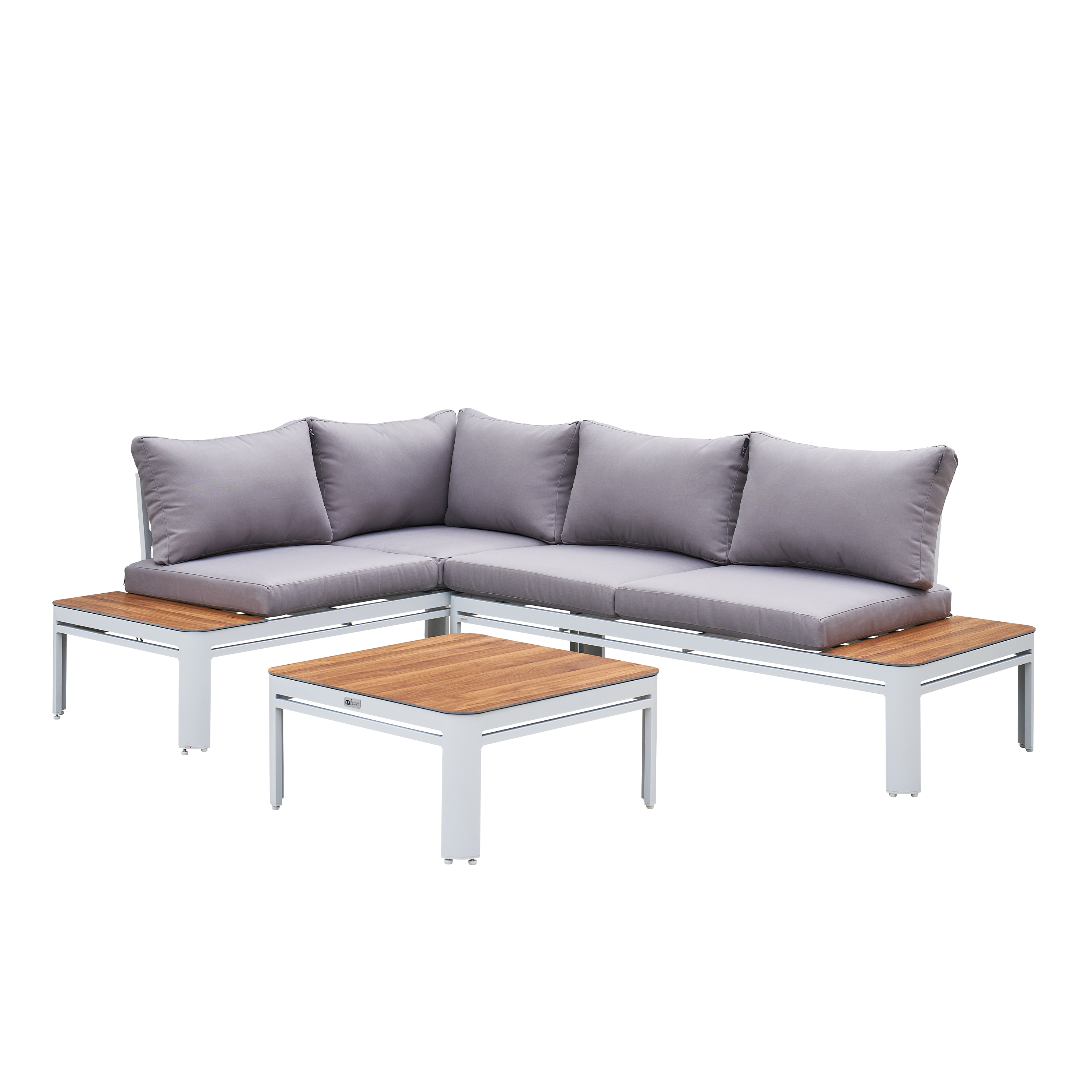 AXI Eos Loungeset med Solsäng - Vit/Wood-look PSPC