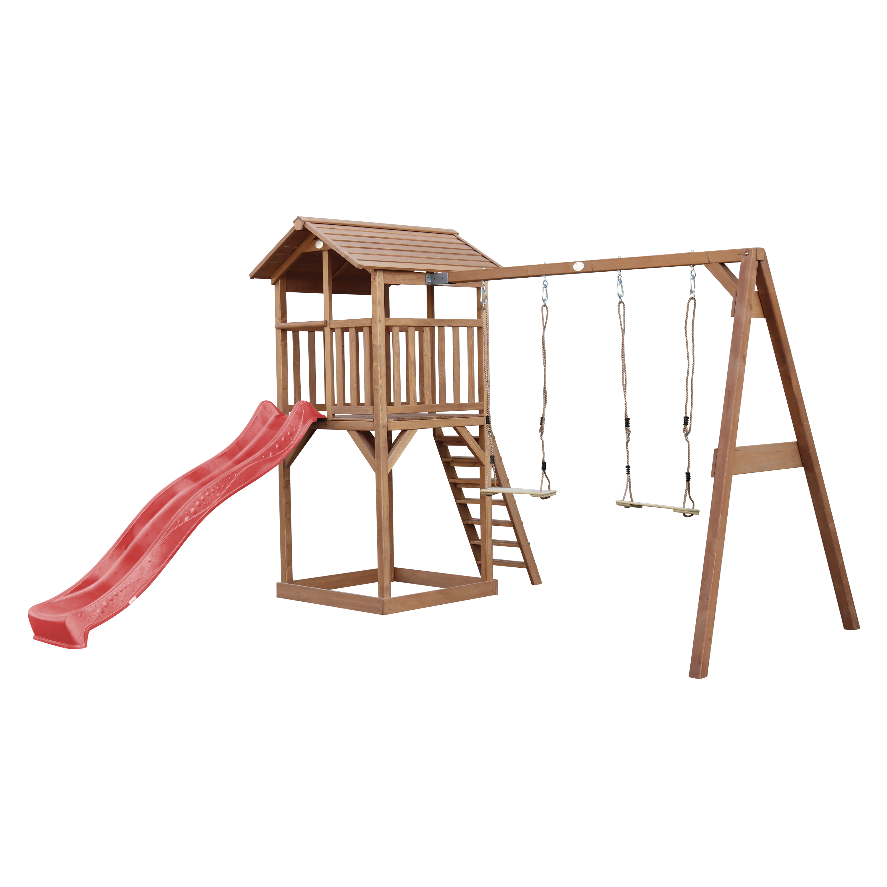 AXI Beach Tower with Double Swing Set Brown - Red Slide