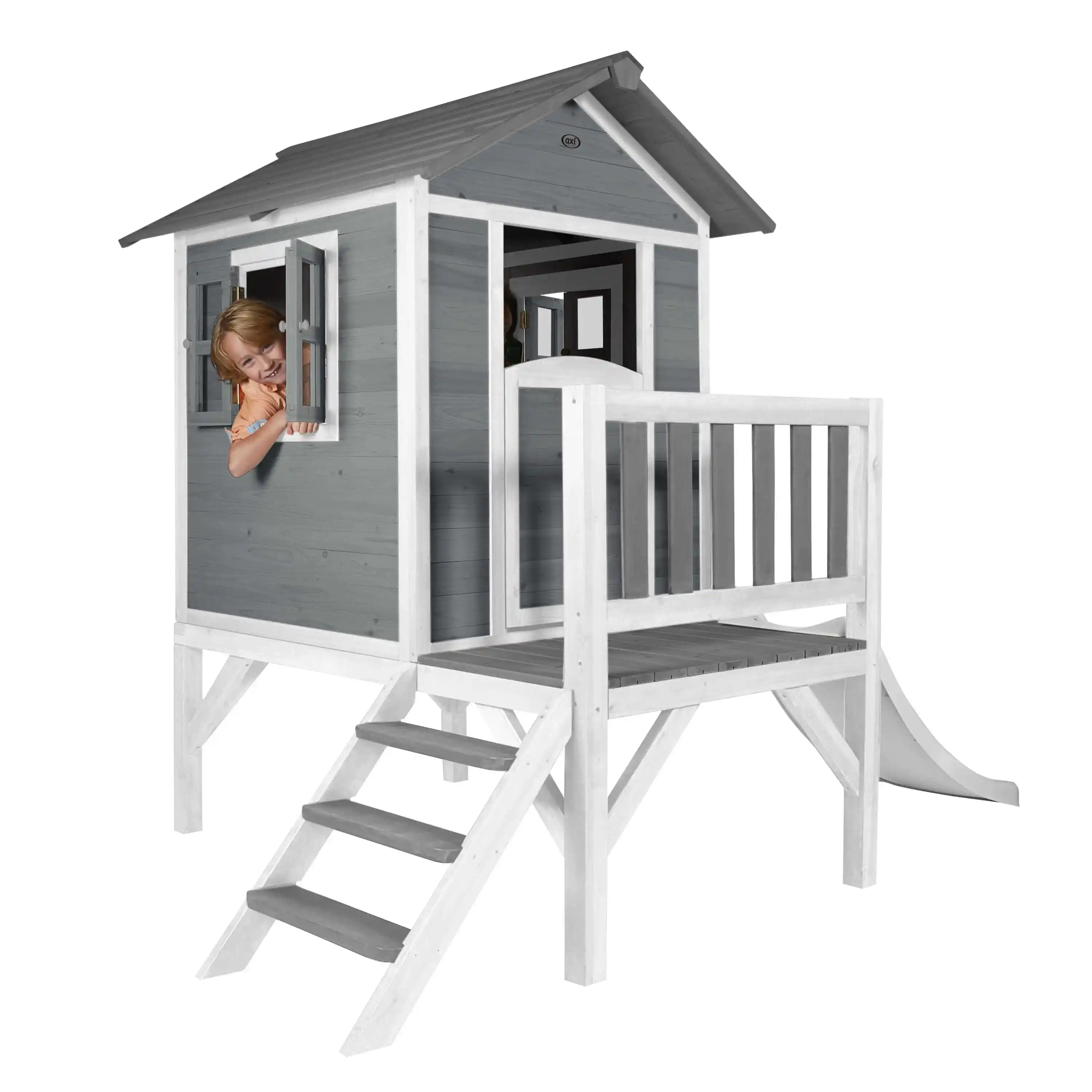 AXI Lodge XL Speelhuis Cool Grijs - Witte Glijbaan