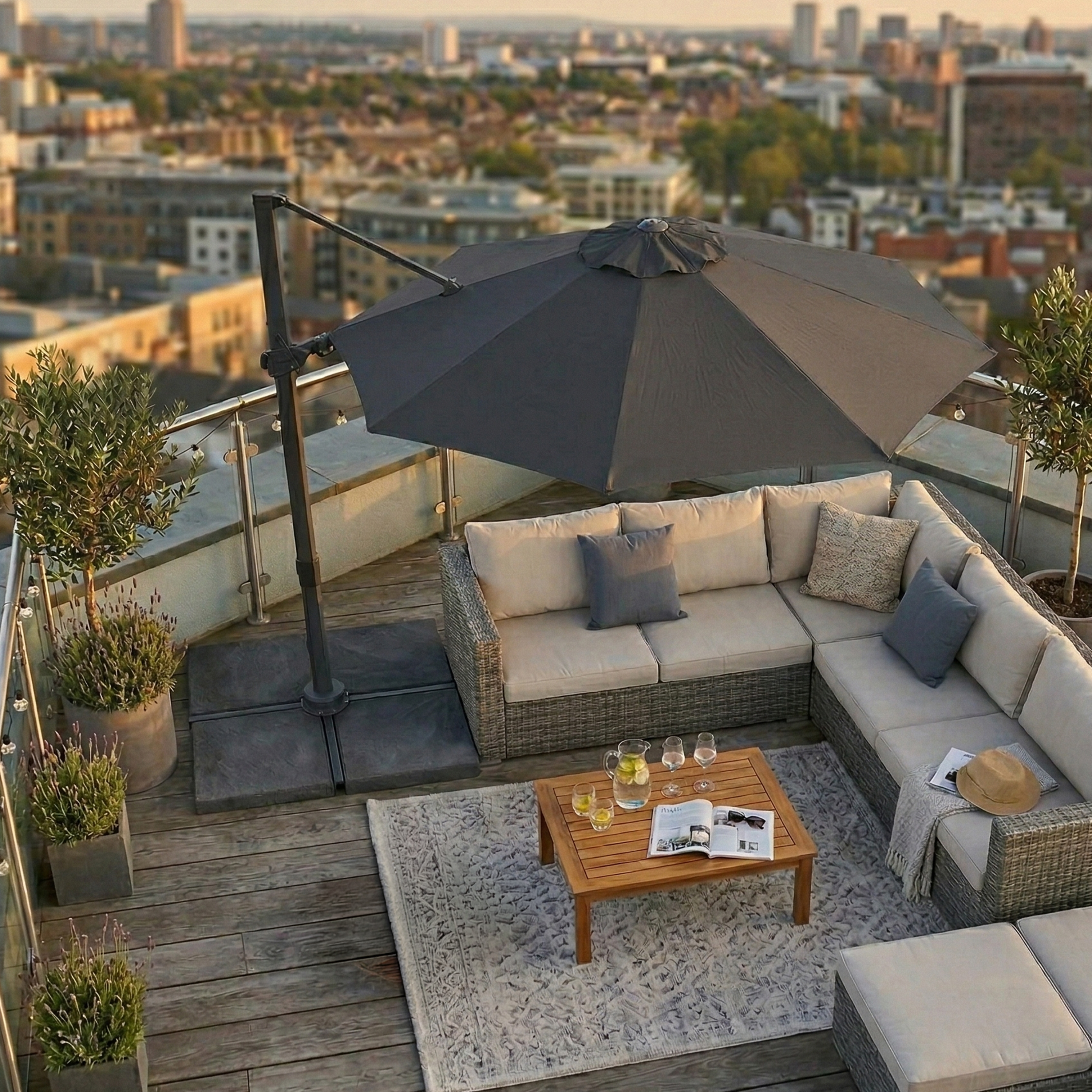 AXI Solis Cantilever Parasol Ø 300cm Anthracite/Grey